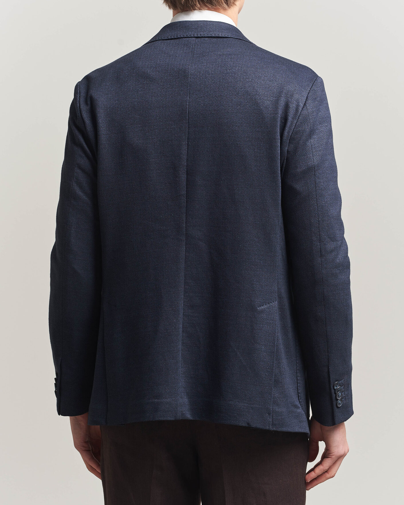 Herren | Sakkos | Eton | Linen Jersey Herringbone Blazer Navy Blue