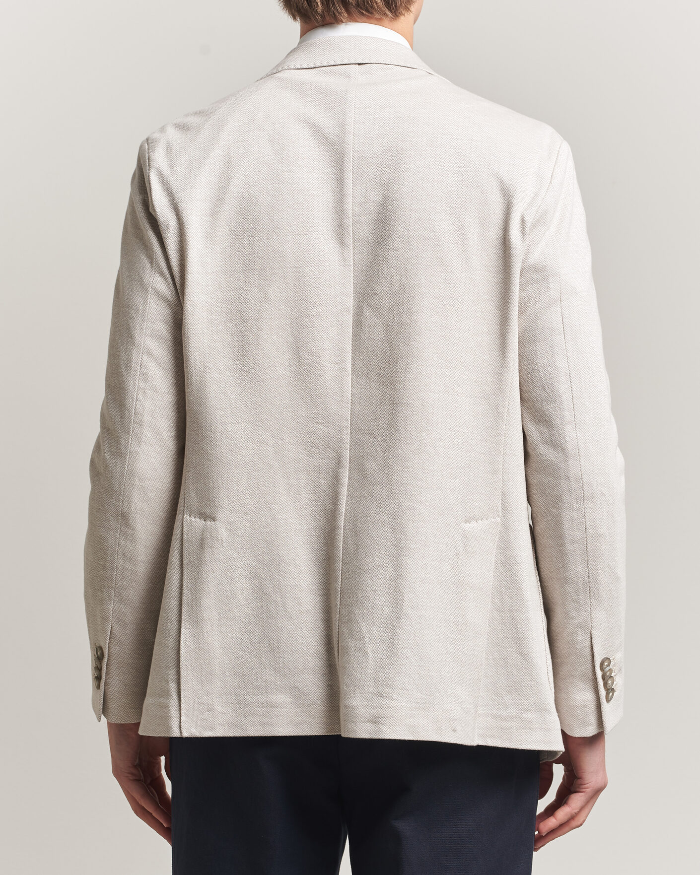 Herren | Sakkos | Eton | Linen Jersey Herringbone Blazer Beige