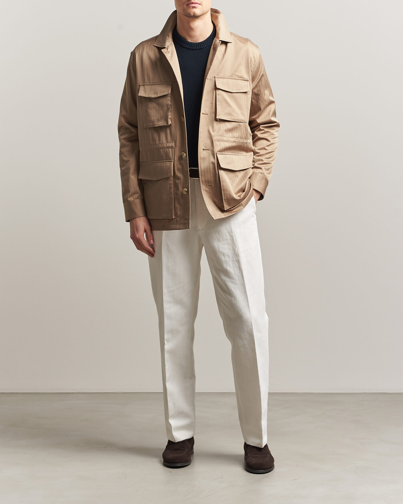 Herren | Jacken | Eton | Cotton Safari Drawstring Jacket Beige