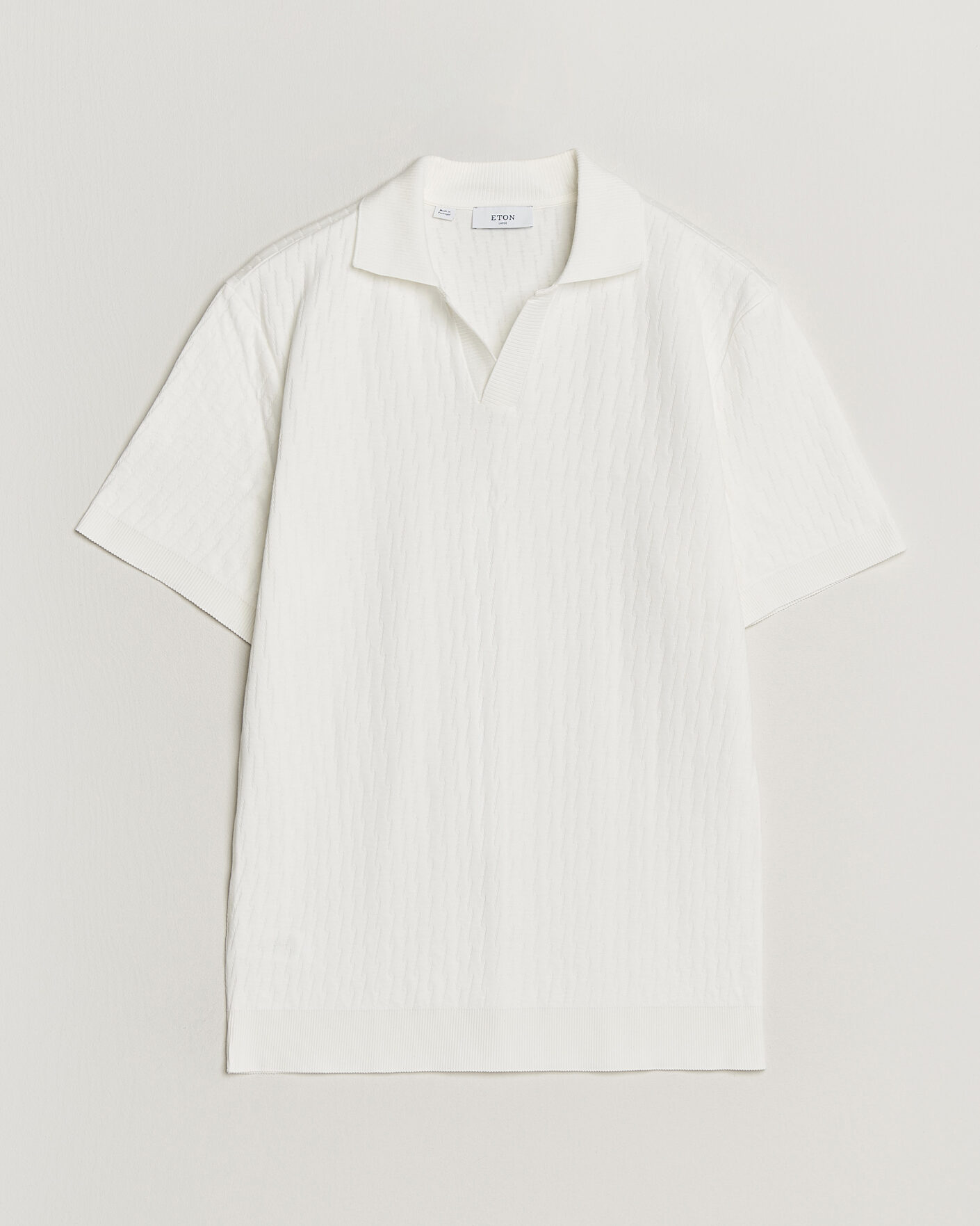 Herren | Poloshirts | Eton | Open Collar Jacquard Polo Off White