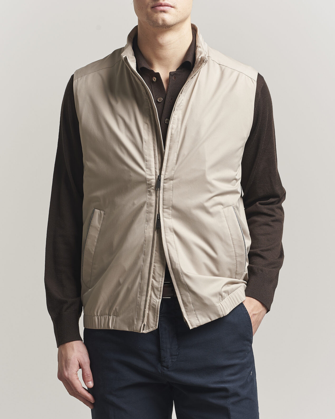 Herren | Westen | Eton | Lightweight Wind Vest Beige