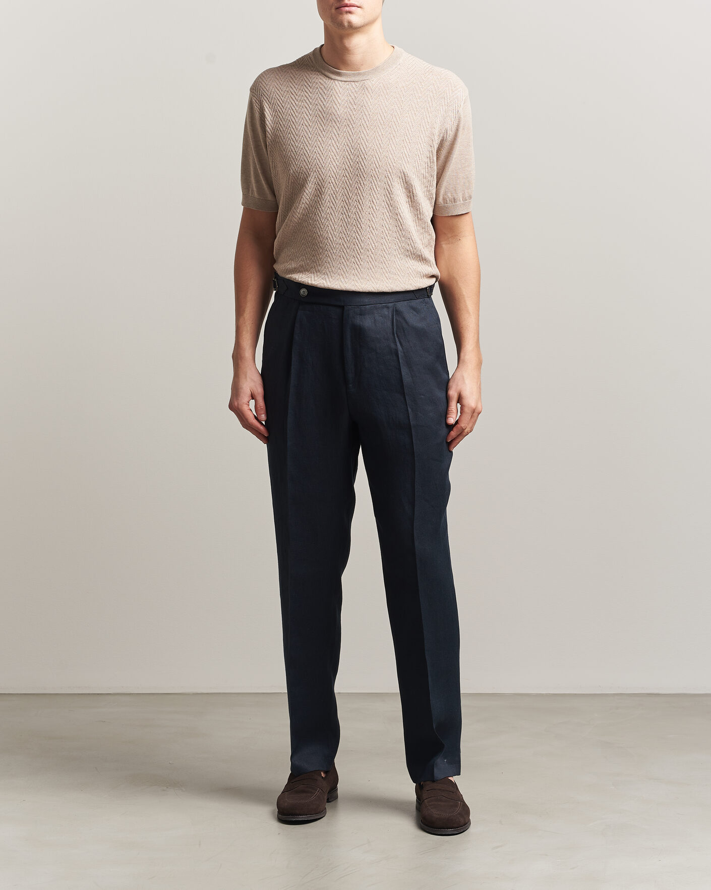 Herren | T-Shirts | Eton | Cotton Knitted Crew Neck T-Shirt Beige