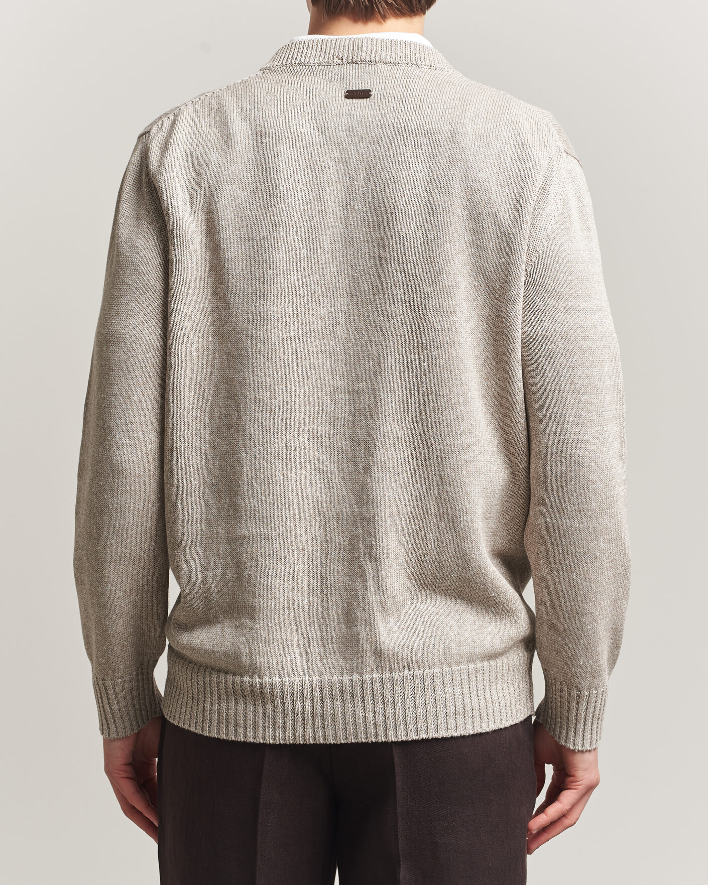 Herren | Pullover | Eton | Cotton Linen Knitted Cardigan Beige