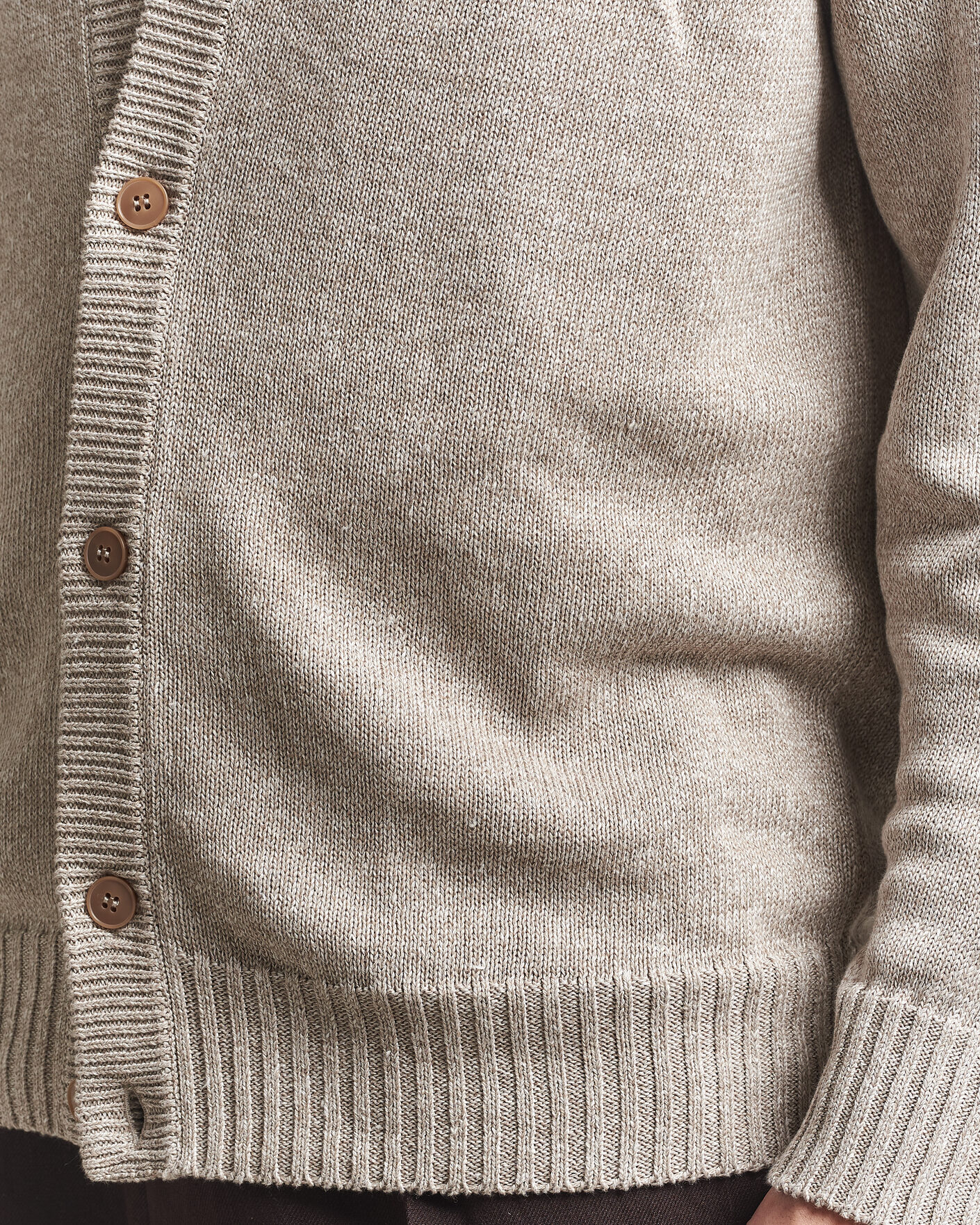 Herren | Pullover | Eton | Cotton Linen Knitted Cardigan Beige