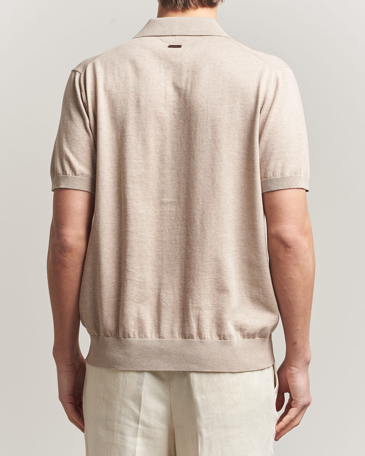 Herren | Hemden | Eton | Cotton Structured Knitted Short Sleeve Shirt Beige