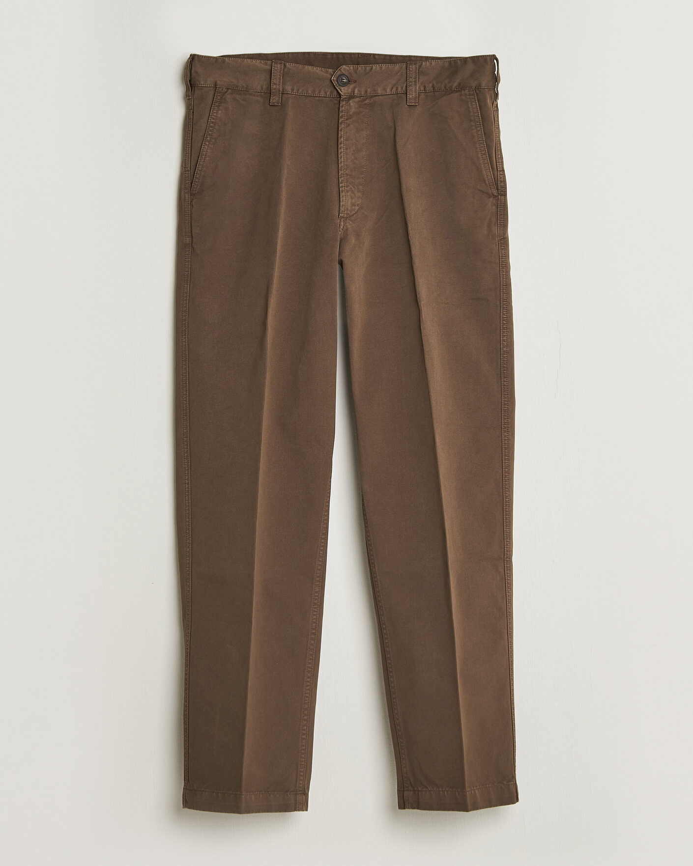 Herren | Hosen | Drake's | Peached Flat Front Cotton Chino Brown