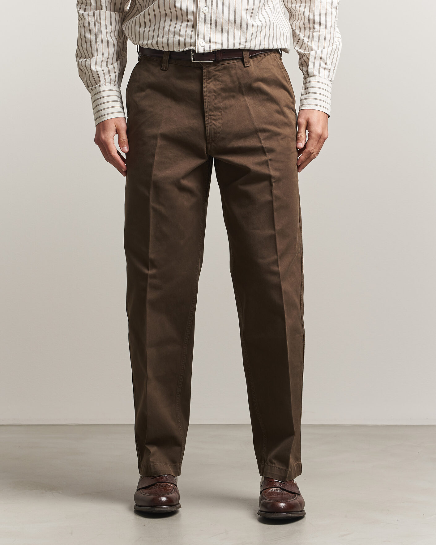 Herren | Hosen | Drake's | Peached Flat Front Cotton Chino Brown