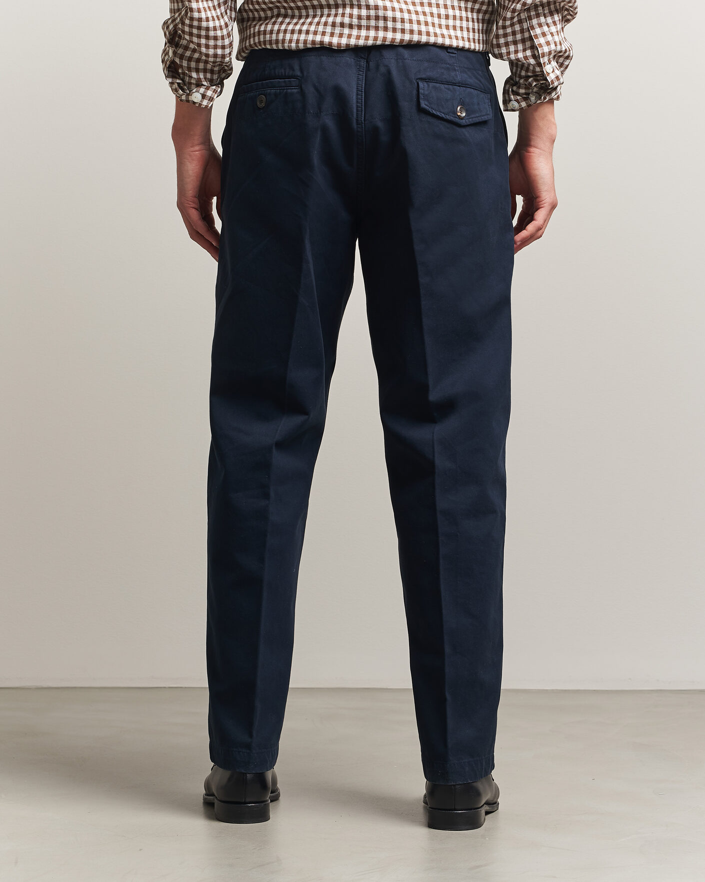 Herren | Hosen | Drake's | Peached Flat Front Cotton Chino Navy