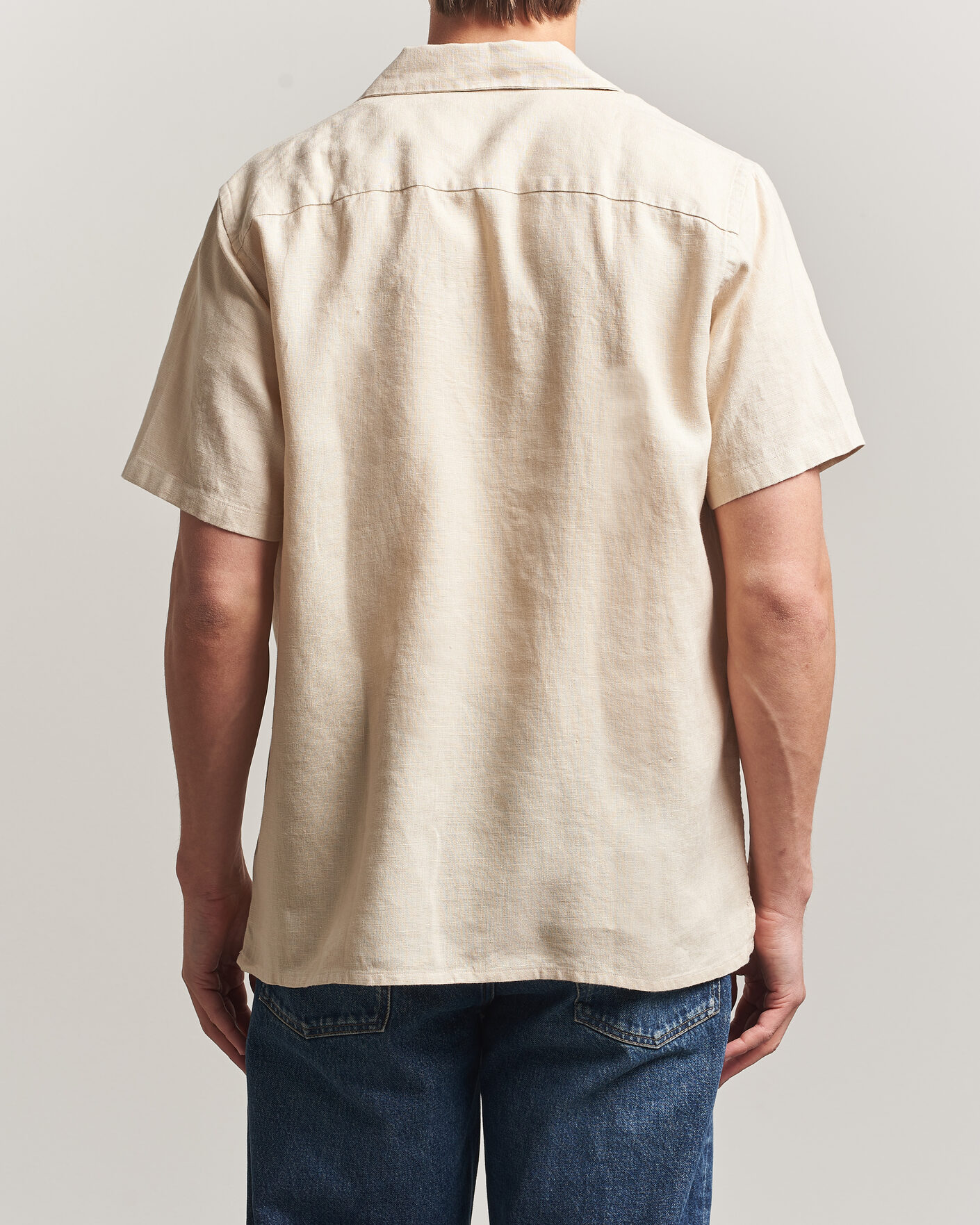 Herren | Hemden | Drake's | Military Short Sleeve Camp Collar Shirt Ecru