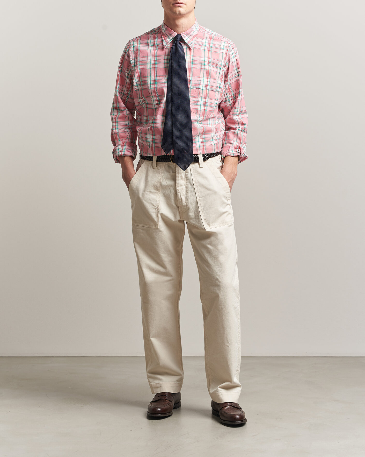Herren | Hemden | Drake's | Madrass Checked Button Down Shirt Pink