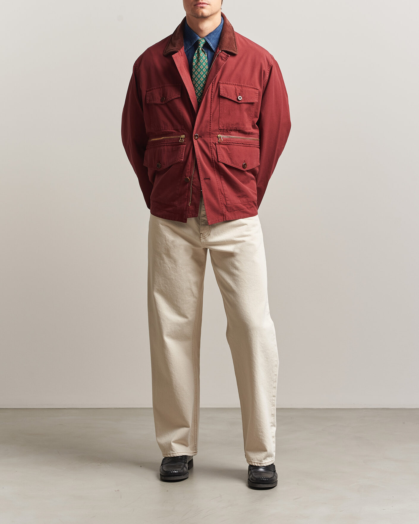 Herren | Jacken | Drake's | Hiking Jacket Washed Red