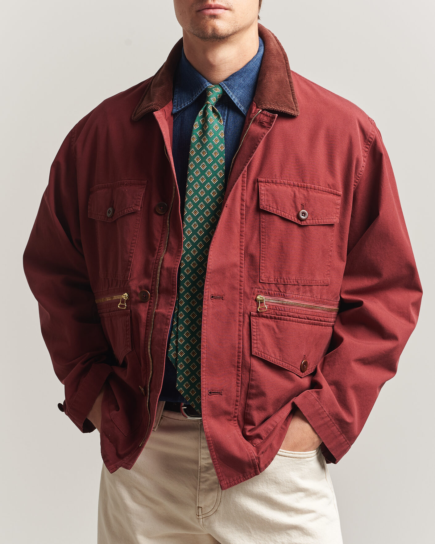 Herren | Jacken | Drake's | Hiking Jacket Washed Red
