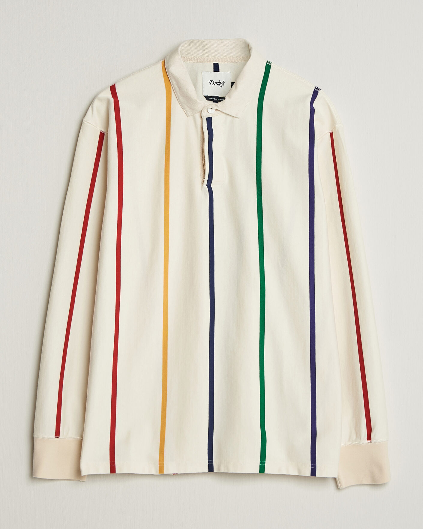Herren | Pullover | Drake's | Colourful Vertical Stripe Rugby White
