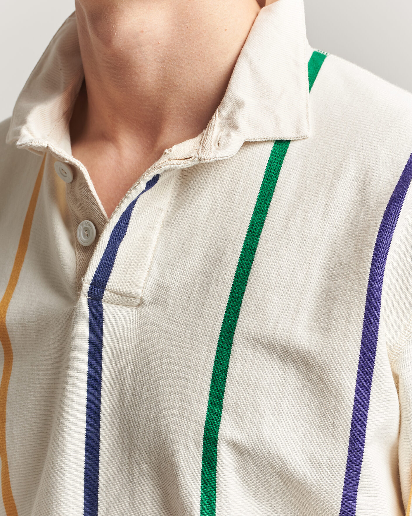 Herren | Pullover | Drake's | Colourful Vertical Stripe Rugby White
