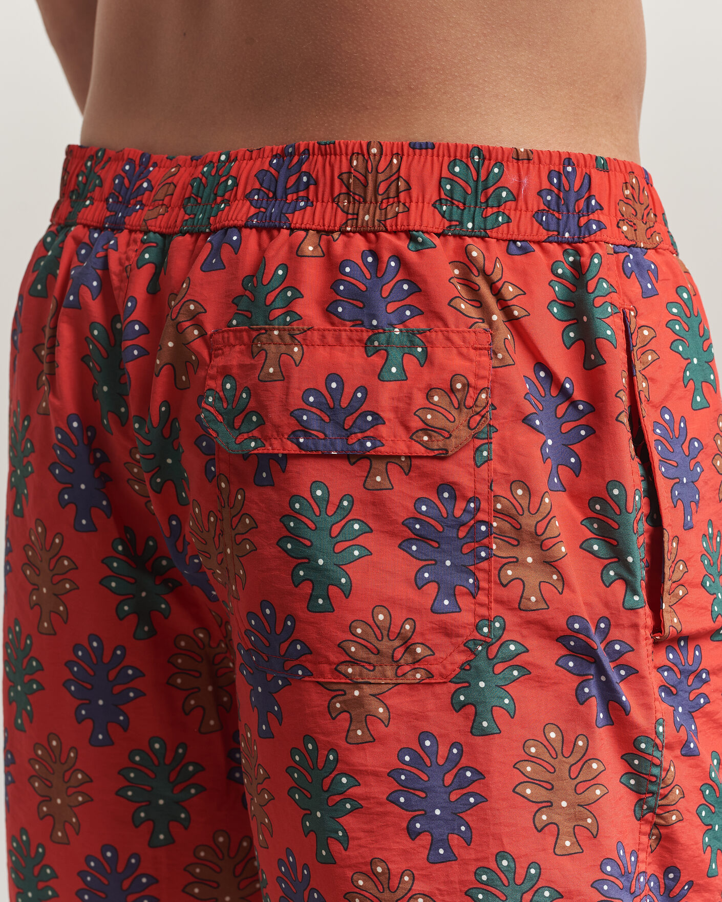 Herren | Badehosen | Drake's | Trees Drawstring Swimshorts Tomato