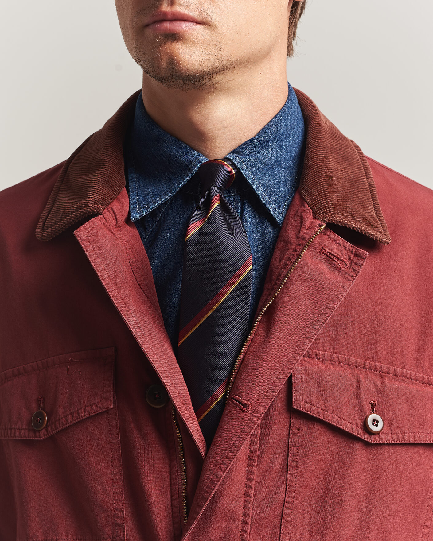 Herren | Krawatten | Drake's | Regimental Stripe Reppe Tie Navy