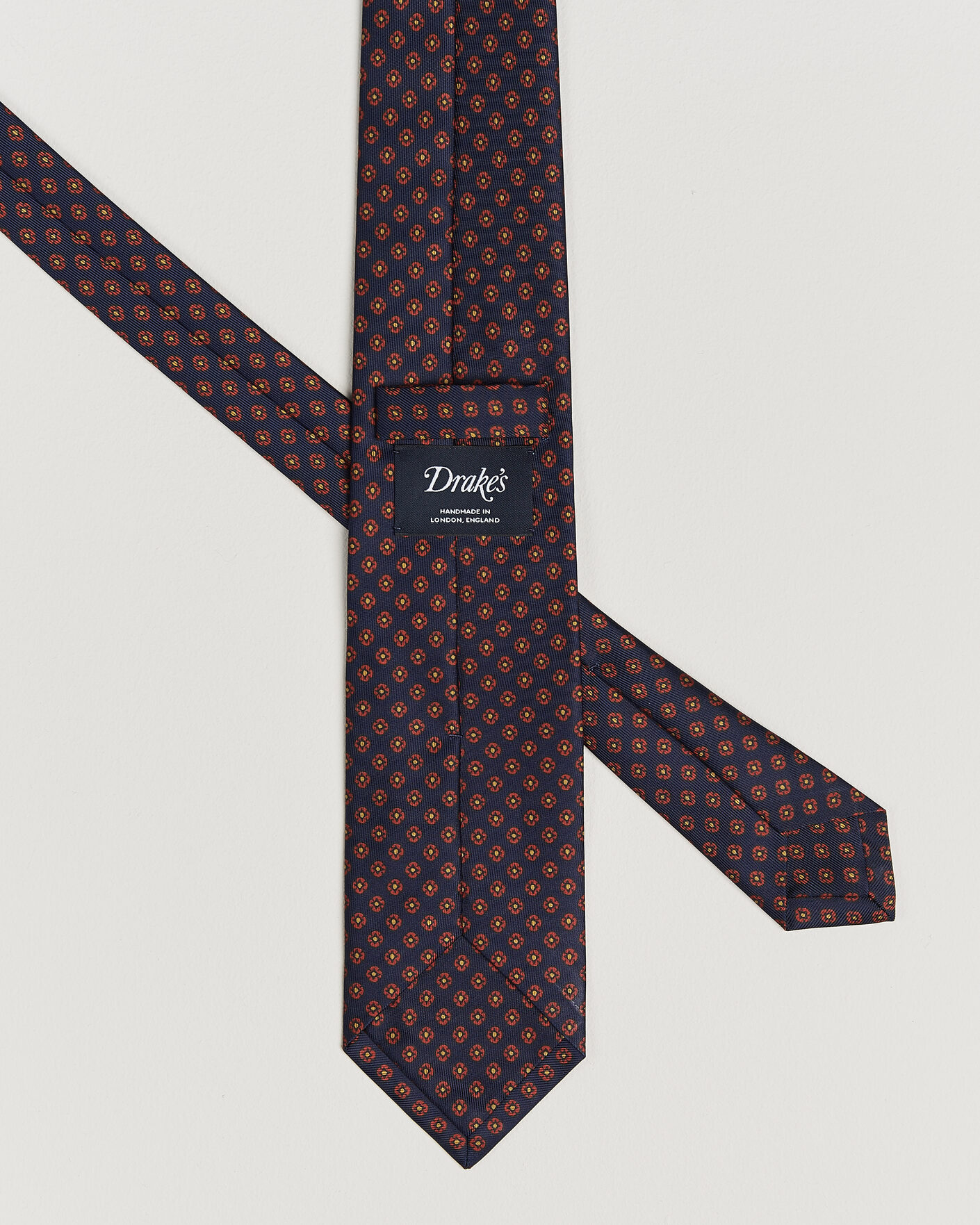 Herren | Krawatten | Drake's | Square Flowers Pattern Silk Tie Navy