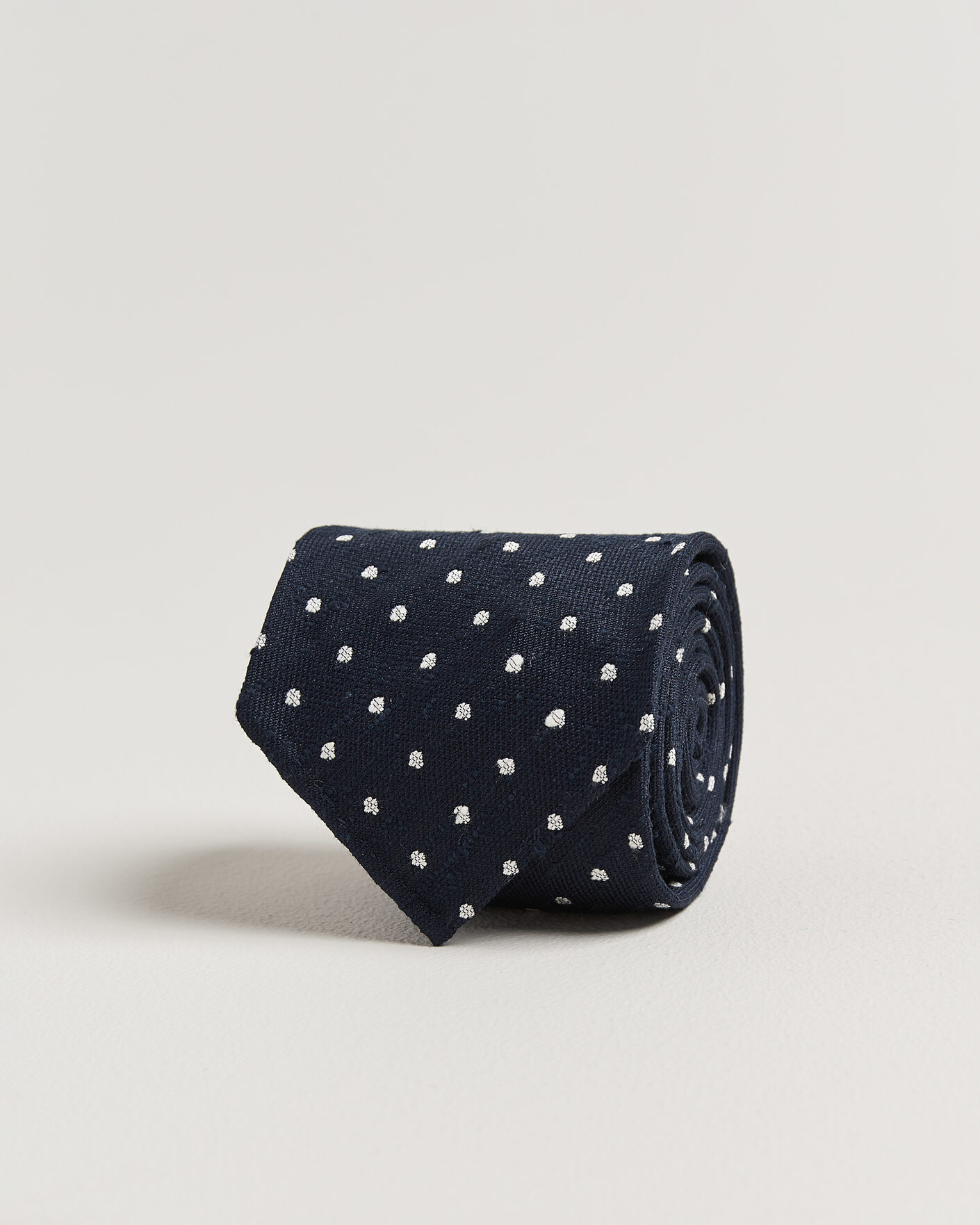 Herren | Krawatten | Drake's | Smal Spot Pattern Shantung Silk Tie Navy