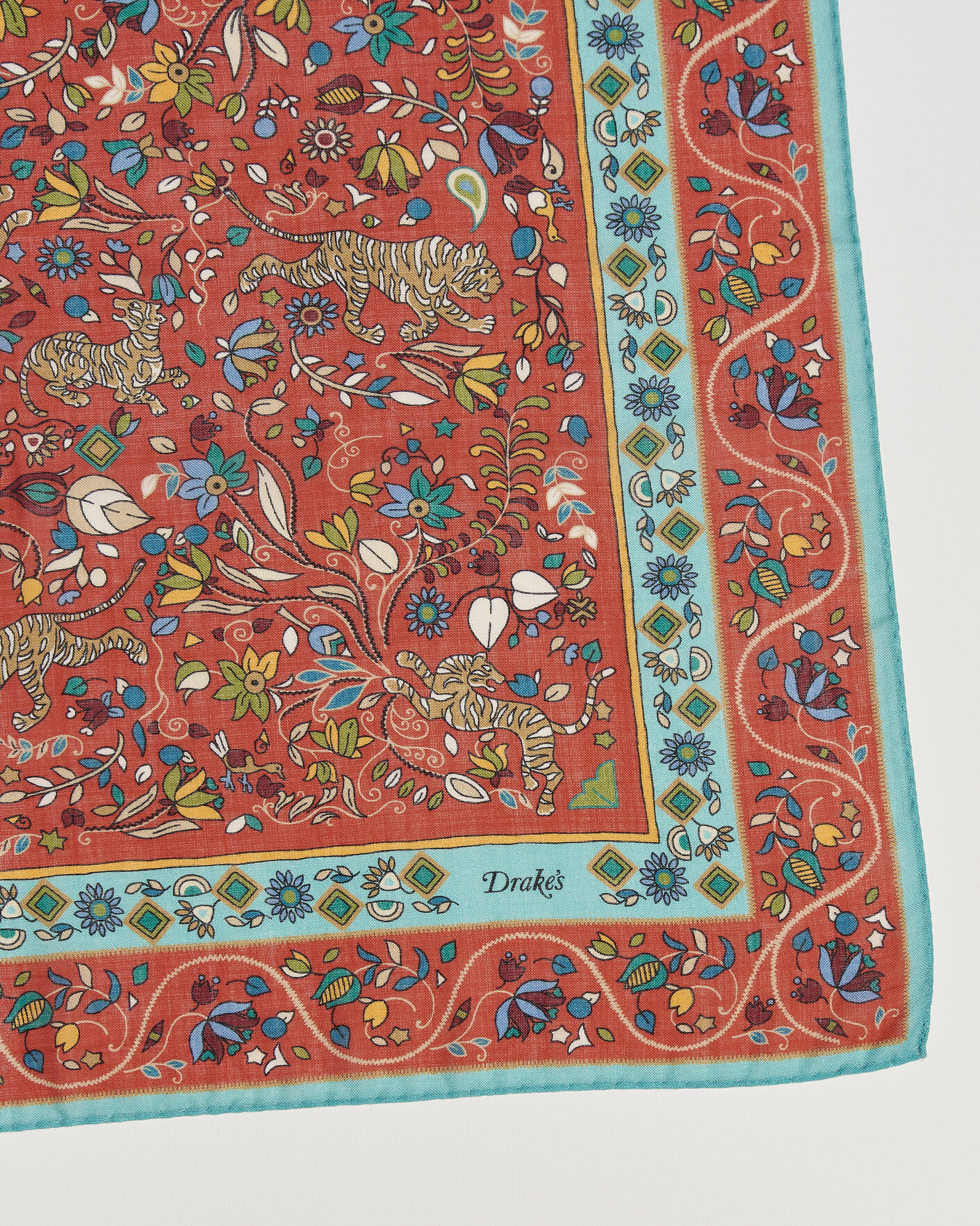Herren | Tücher | Drake's | Tiger Garden Wool/Silk Bandana Red