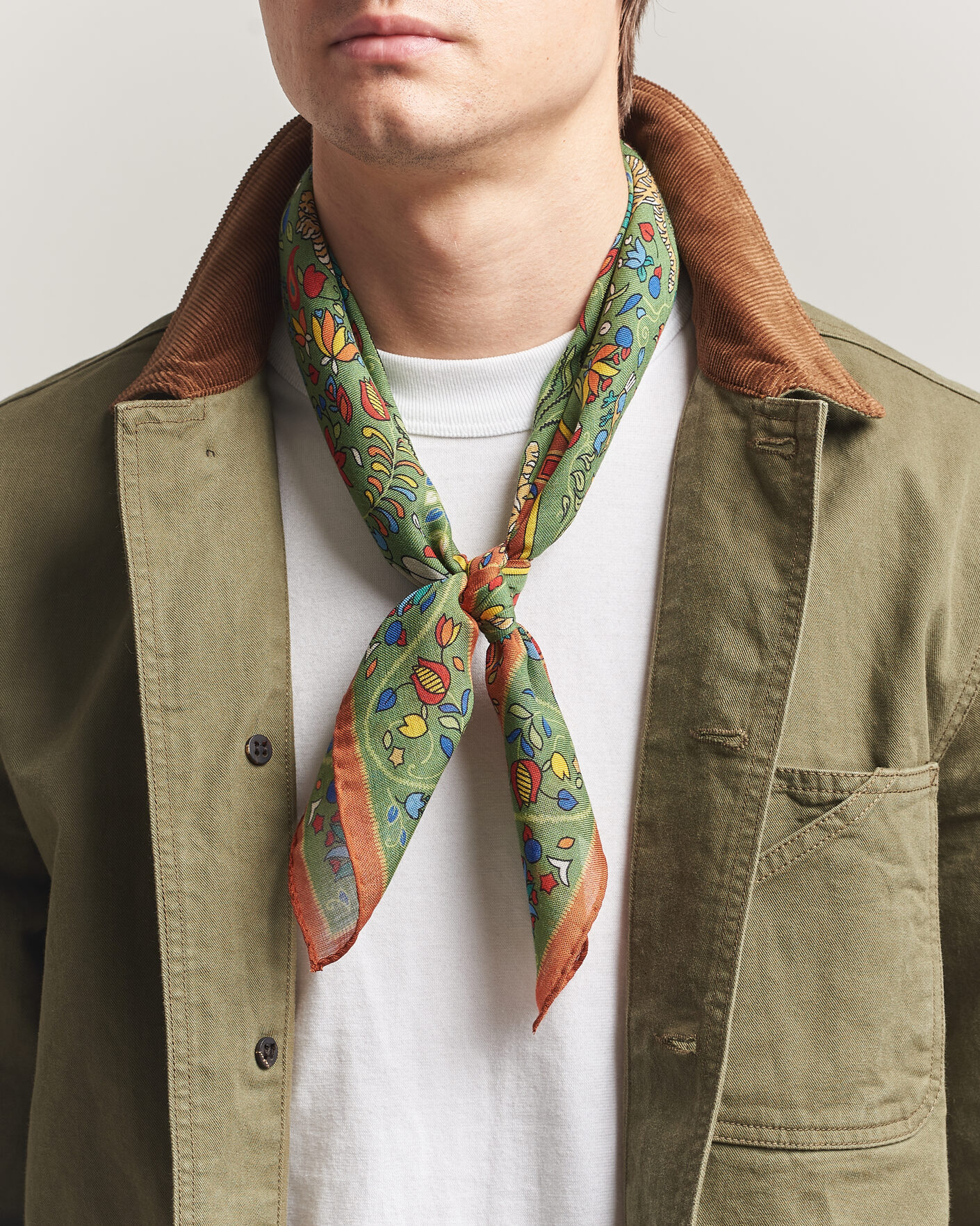 Herren | Tücher | Drake's | Tiger Garden Wool/Silk Bandana Green