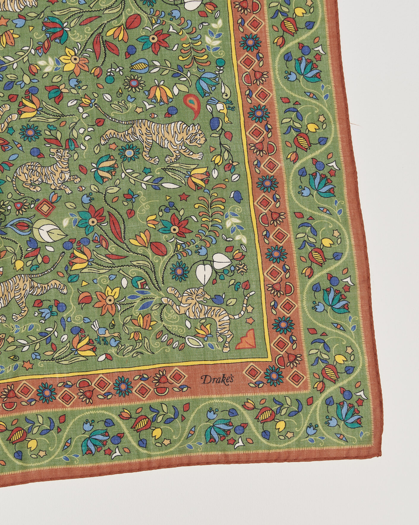 Herren | Tücher | Drake's | Tiger Garden Wool/Silk Bandana Green