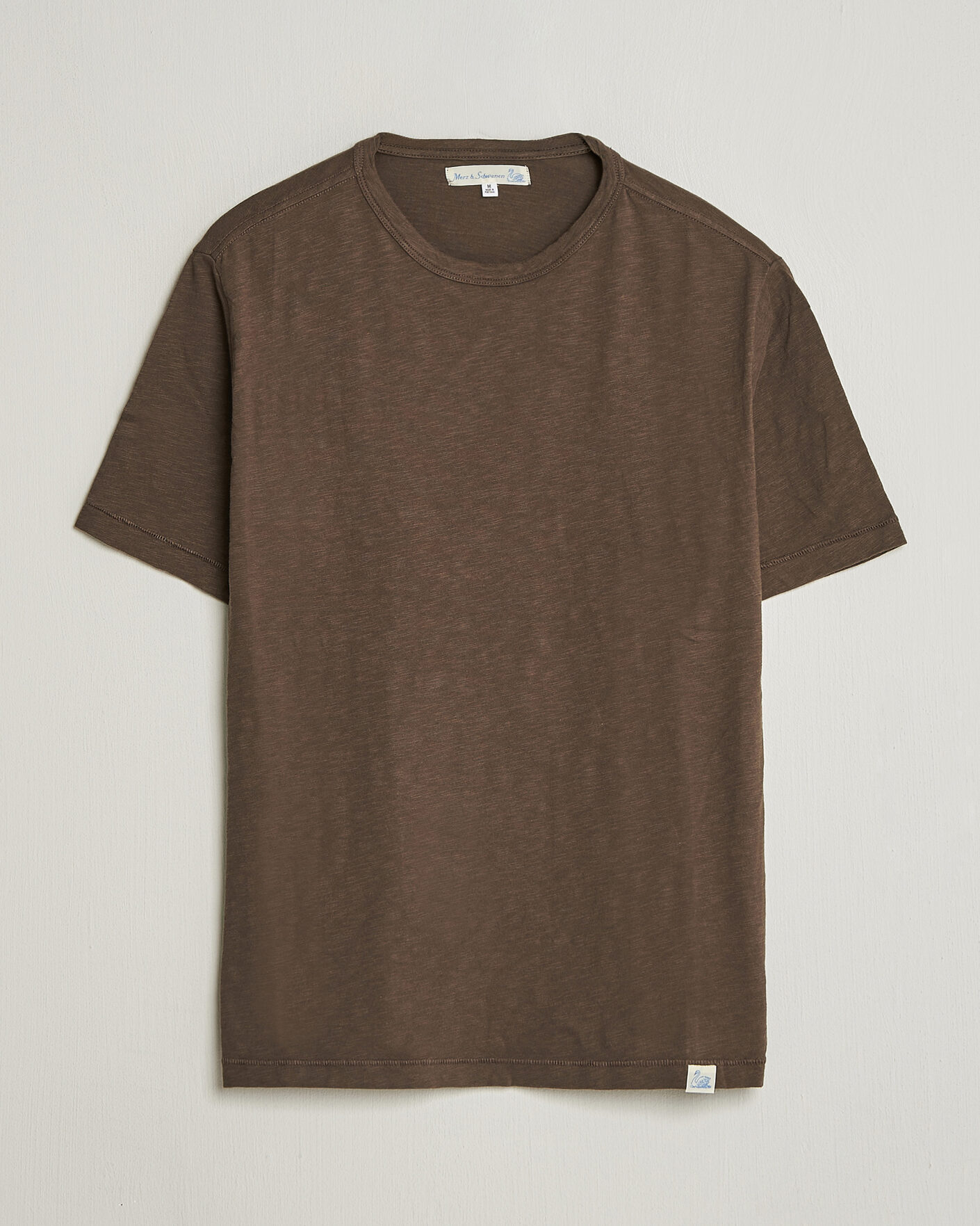 Herren | T-Shirts | Merz b. Schwanen | Organic Pima Cotton Slub Crew Neck T-Shirt Chocolate