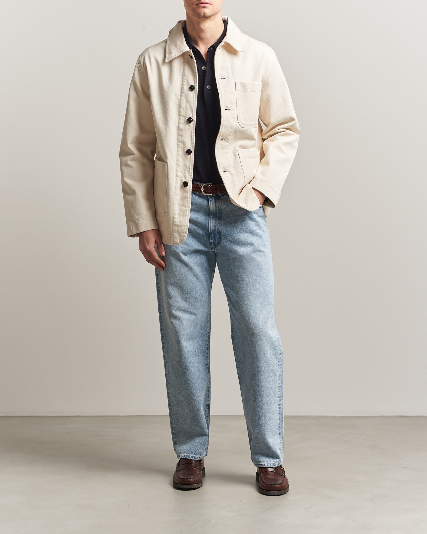 Herren | Hemden | Merz b. Schwanen | Worker Cotton Twill Overshirt Nature