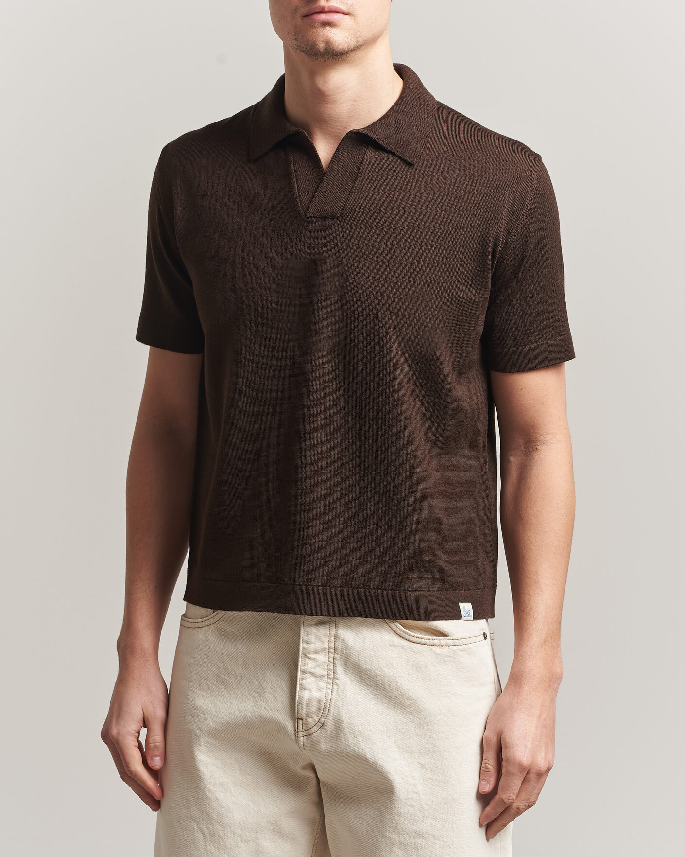 Herren | Poloshirts | Merz b. Schwanen | Relaxed Fit Merino Knitted Polo Coffee