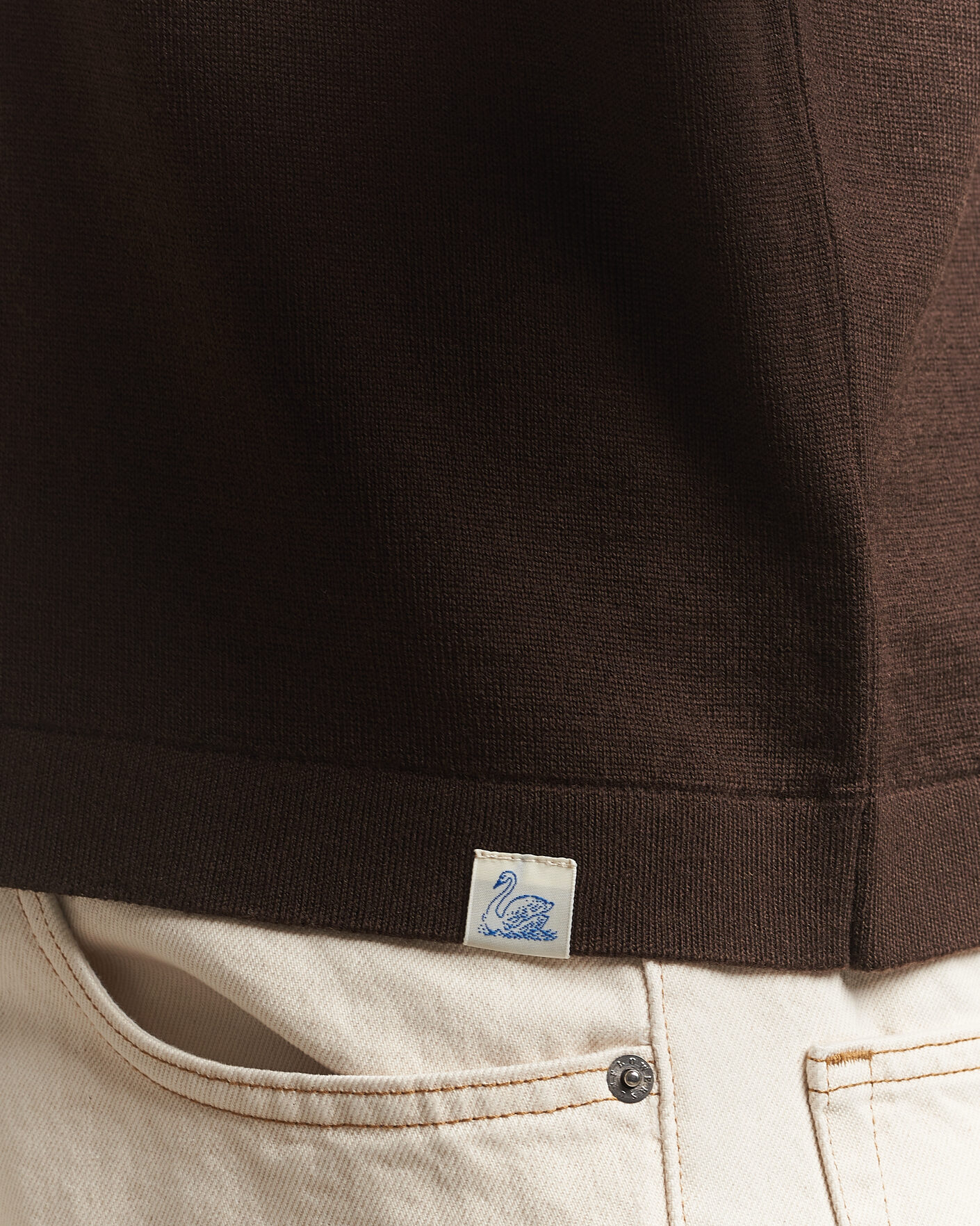Herren | Poloshirts | Merz b. Schwanen | Relaxed Fit Merino Knitted Polo Coffee