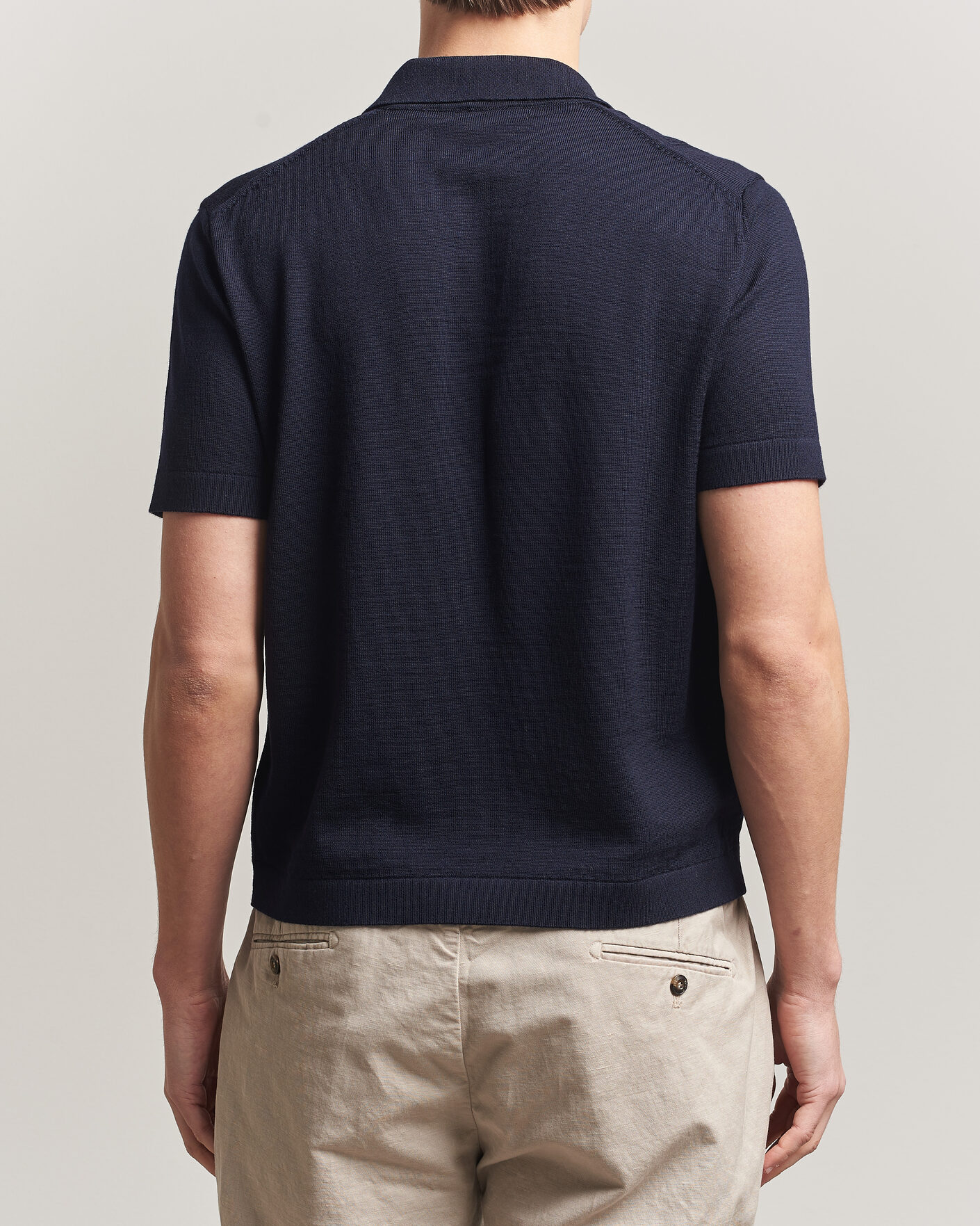 Herren | Poloshirts | Merz b. Schwanen | Relaxed Fit Merino Knitted Polo Dark Navy