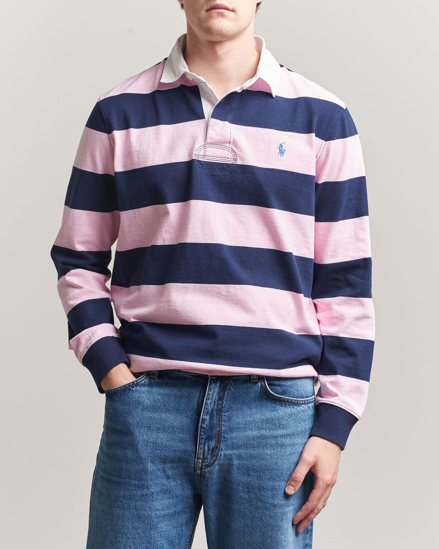 Herren | Pullover | Polo Ralph Lauren | Jersey Striped Rugger Carmel Pink/Newport Navy