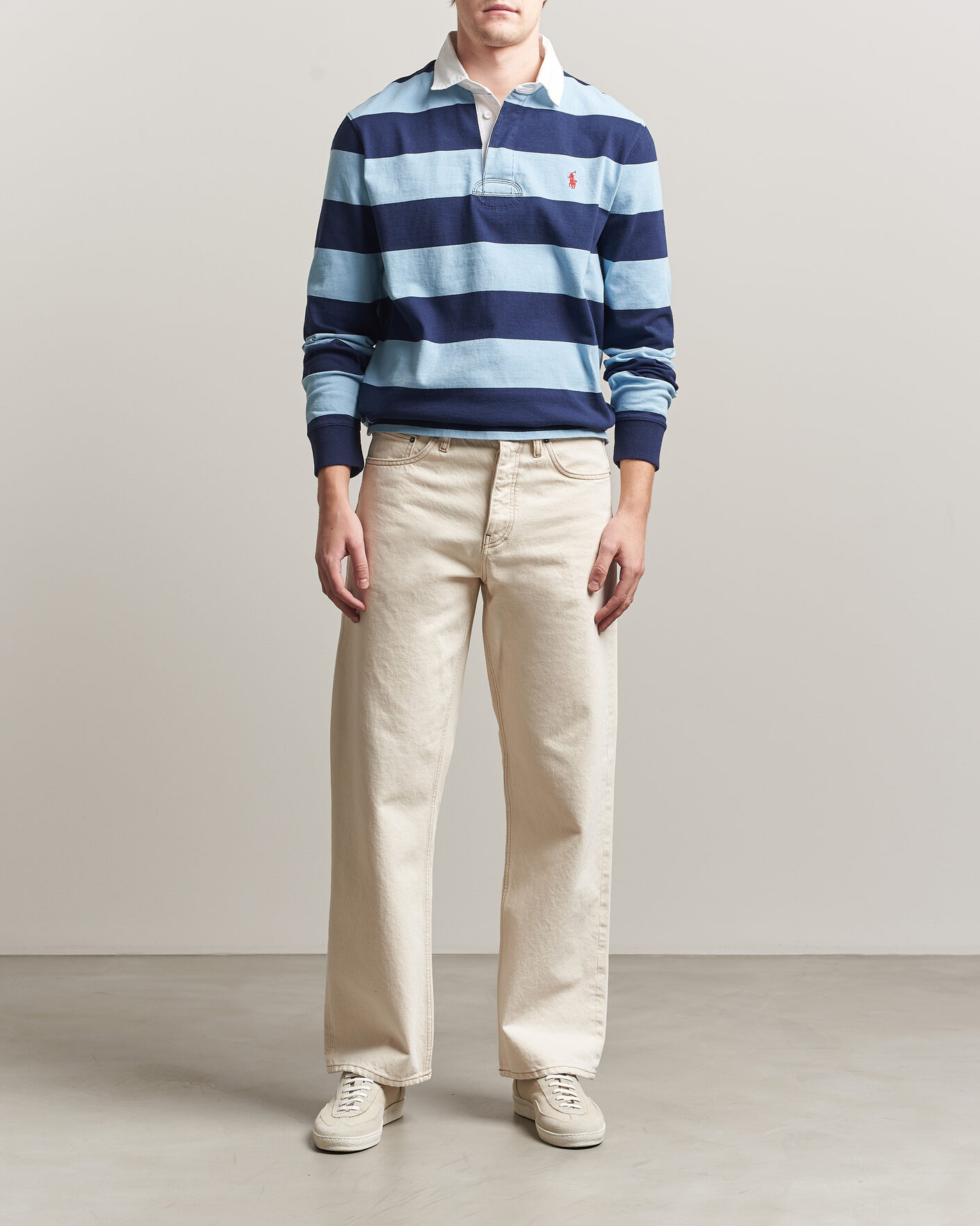 Herren | Pullover | Polo Ralph Lauren | Jersey Striped Rugger Powder Blue/Newport Navy