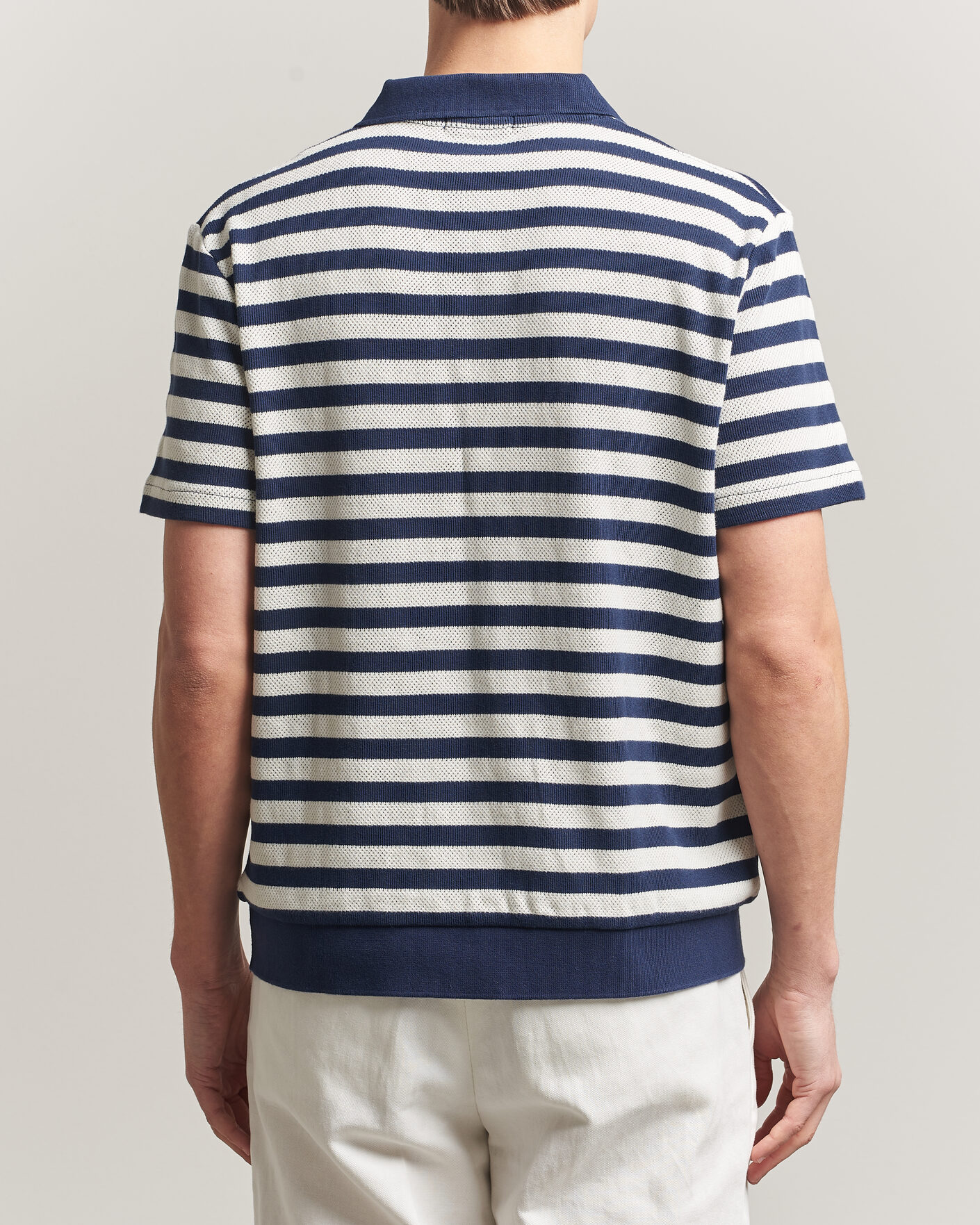 Herren | Poloshirts | Polo Ralph Lauren | Cotton Texture Striped Polo Newport Navy/Cream