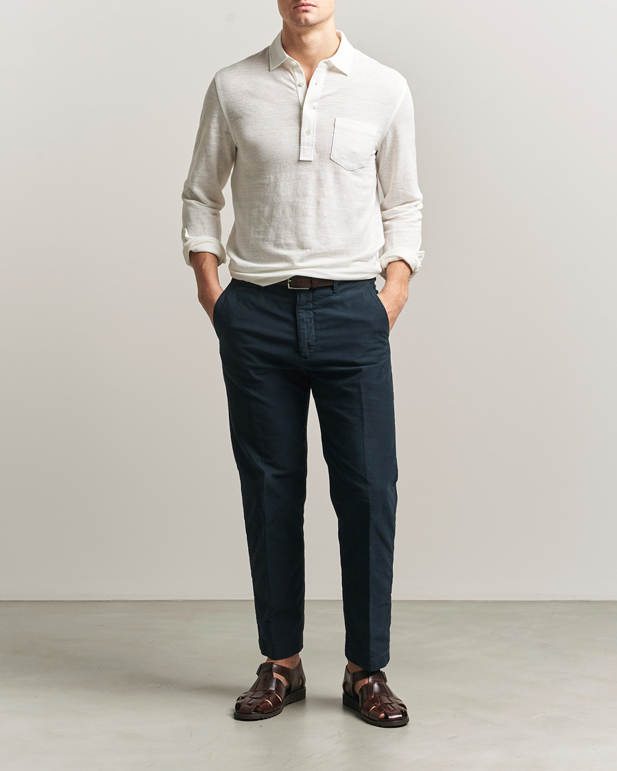 Herren | Poloshirts | Polo Ralph Lauren | Long Sleeve Linen Polo Deckwash White