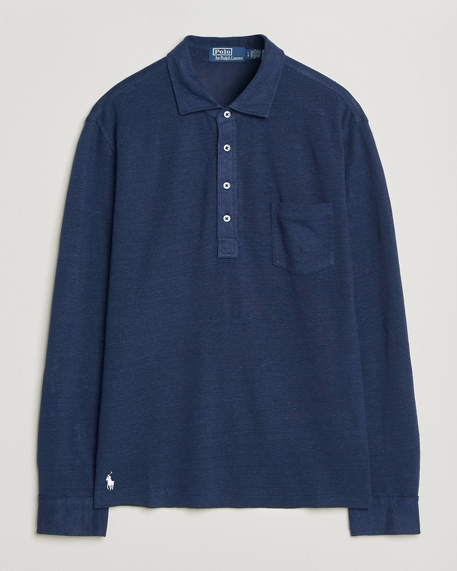 Herren | Poloshirts | Polo Ralph Lauren | Long Sleeve Linen Polo Newport Navy