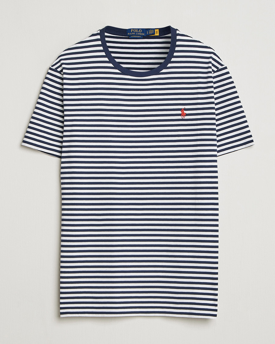 Herren | T-Shirts | Polo Ralph Lauren | Crew Neck Striped T-Shirt Newport Navy/White