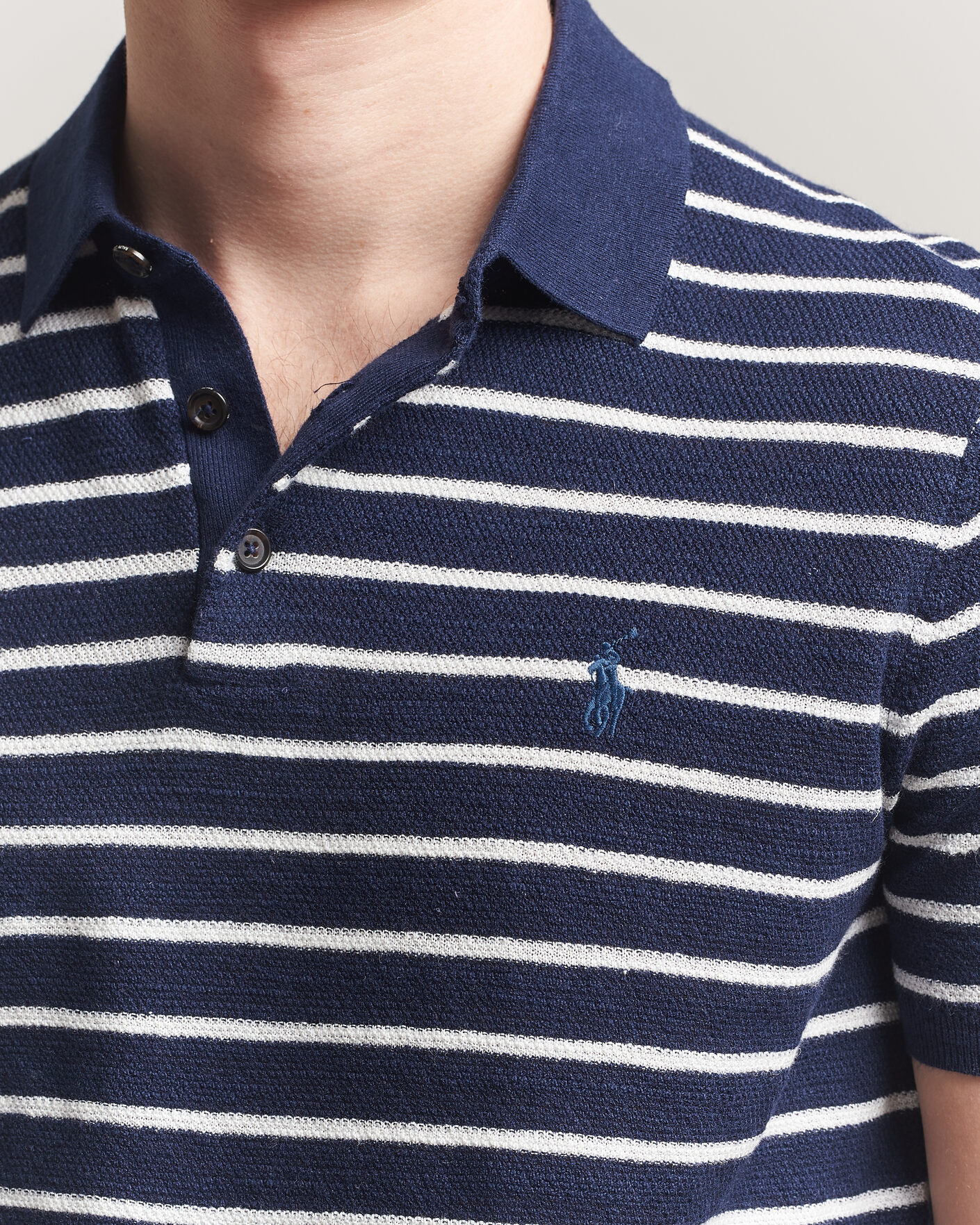 Herren | Poloshirts | Polo Ralph Lauren | Cotton Blend Striped Polo Bright Navy Combo