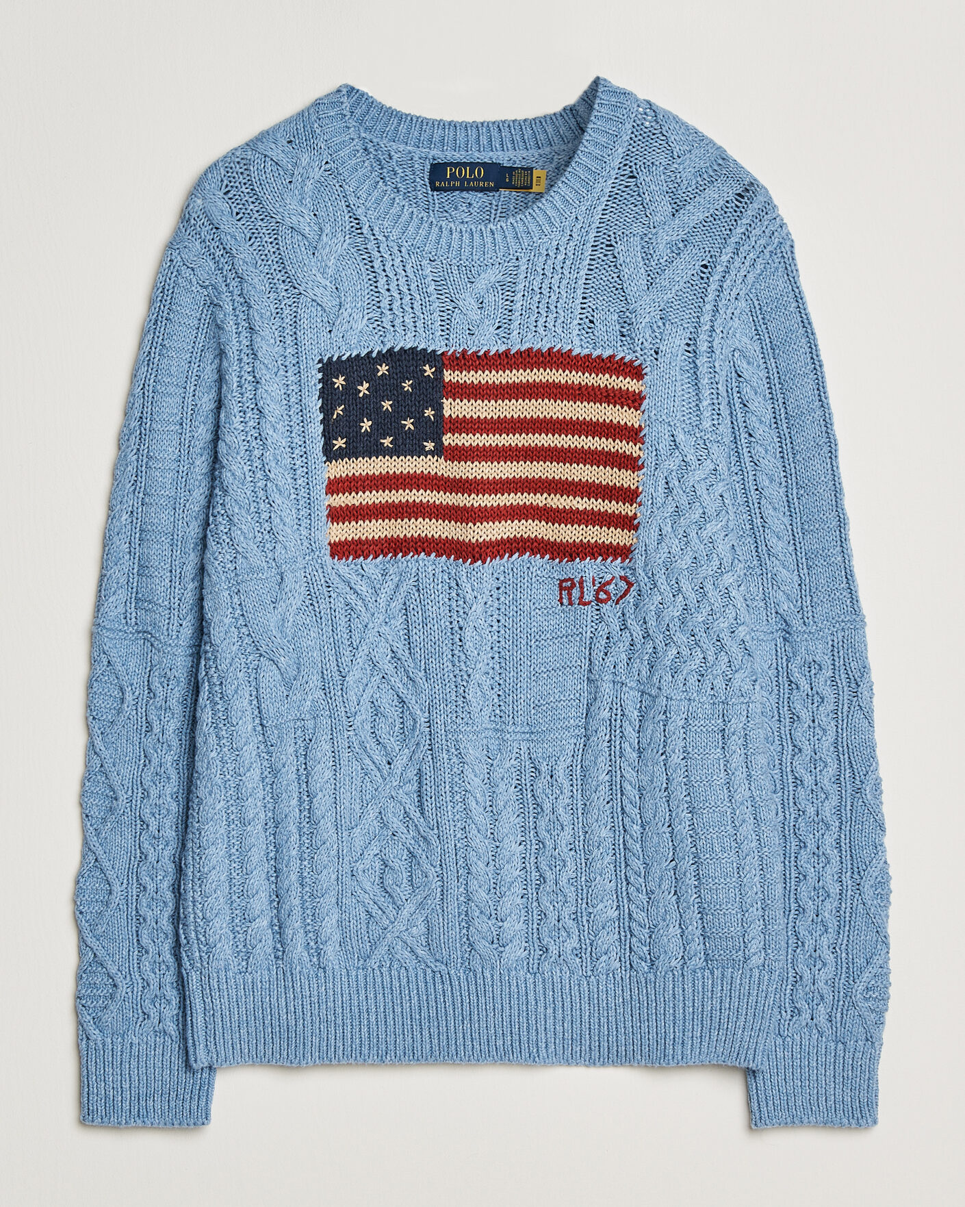 Herren | Pullover | Polo Ralph Lauren | Cotton Flag Sweater Light Blue Combo