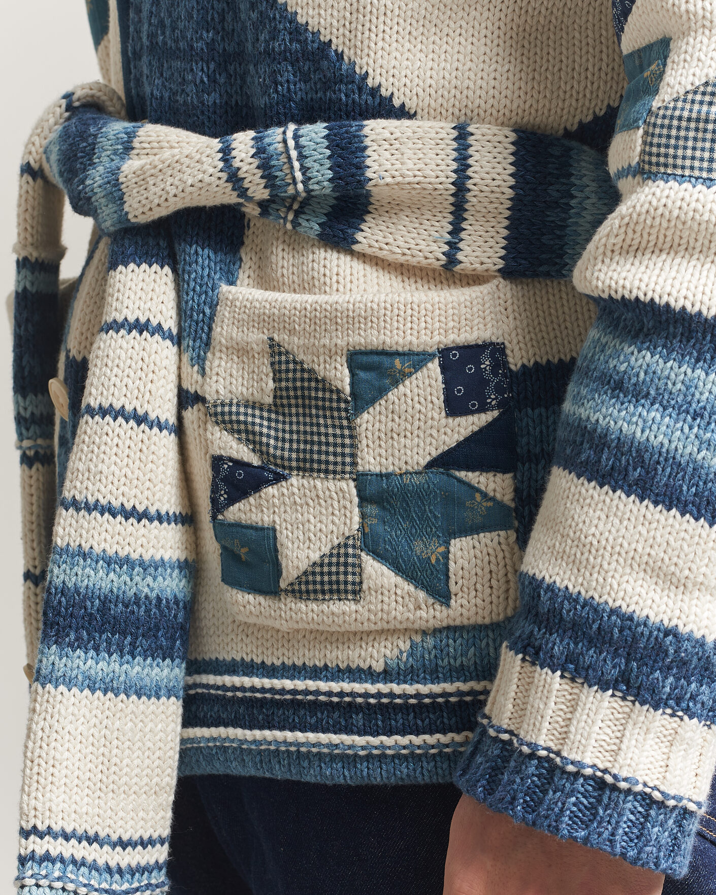 Herren | Pullover | Polo Ralph Lauren | Cotton Linen Cardigan Cream Blue Combo