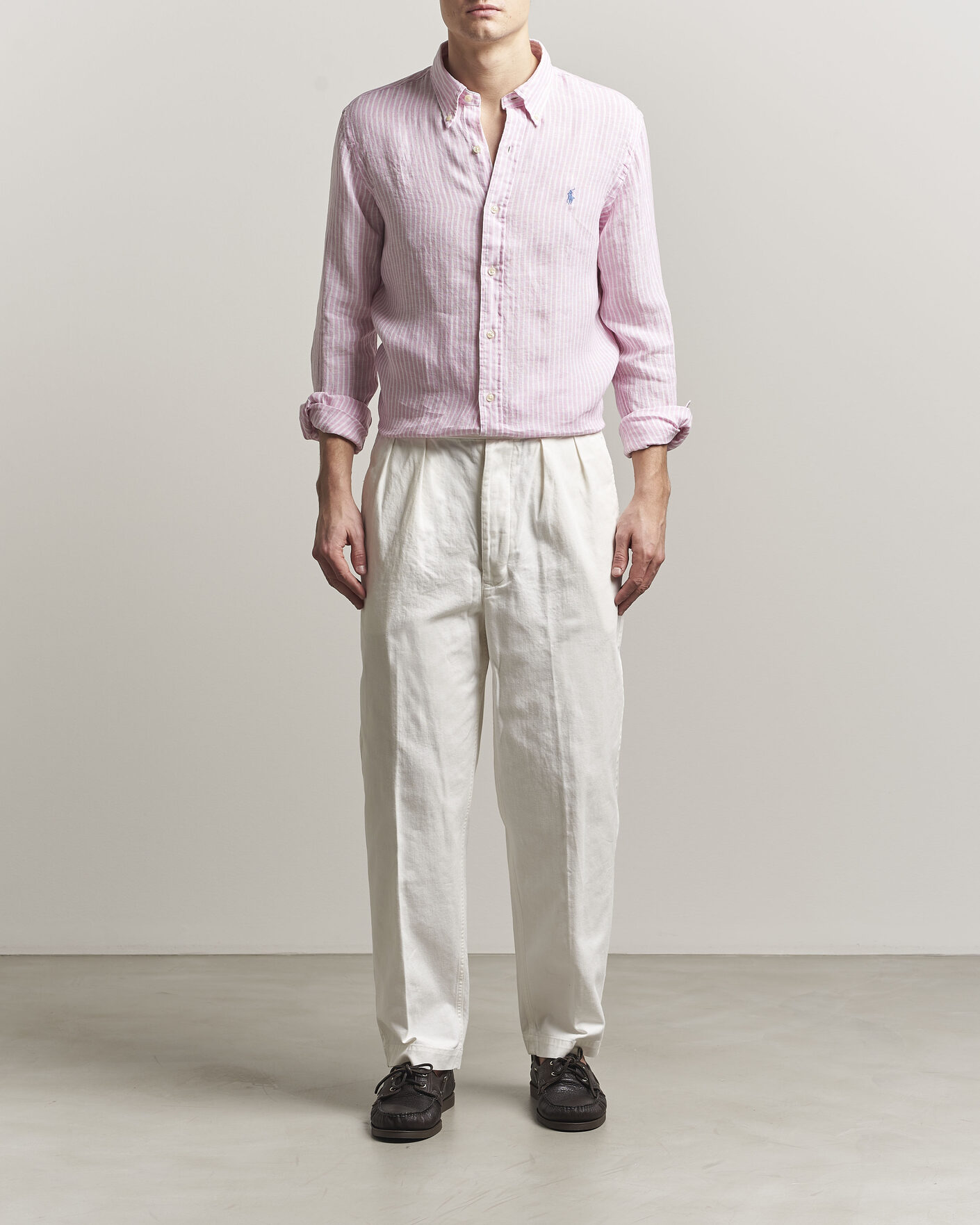 Herren | Hemden | Polo Ralph Lauren | Custom Fit Linen Shirt Pink/White