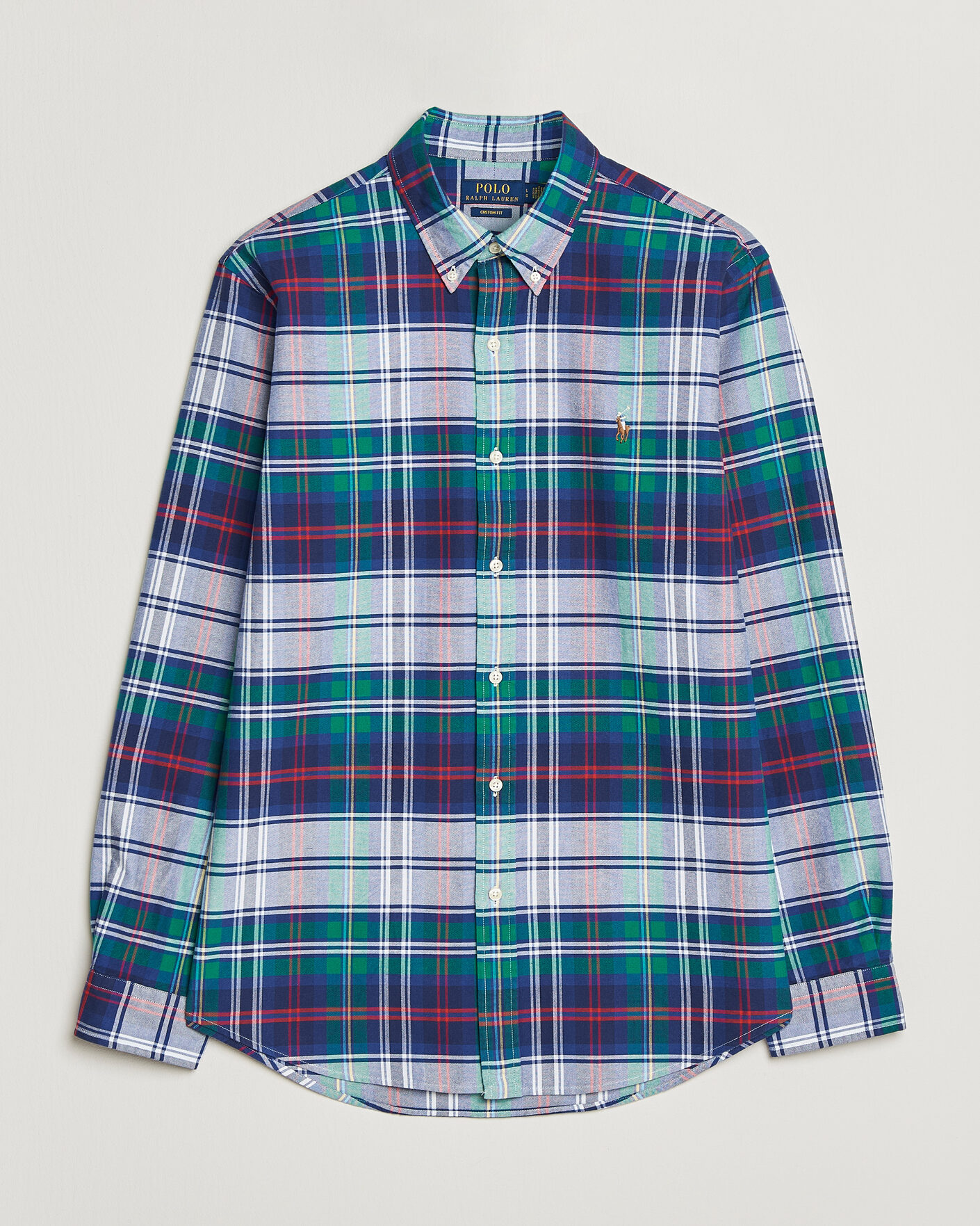 Herren | Hemden | Polo Ralph Lauren | Custom Fit Checked Oxford Shirt Green/Blue Multi