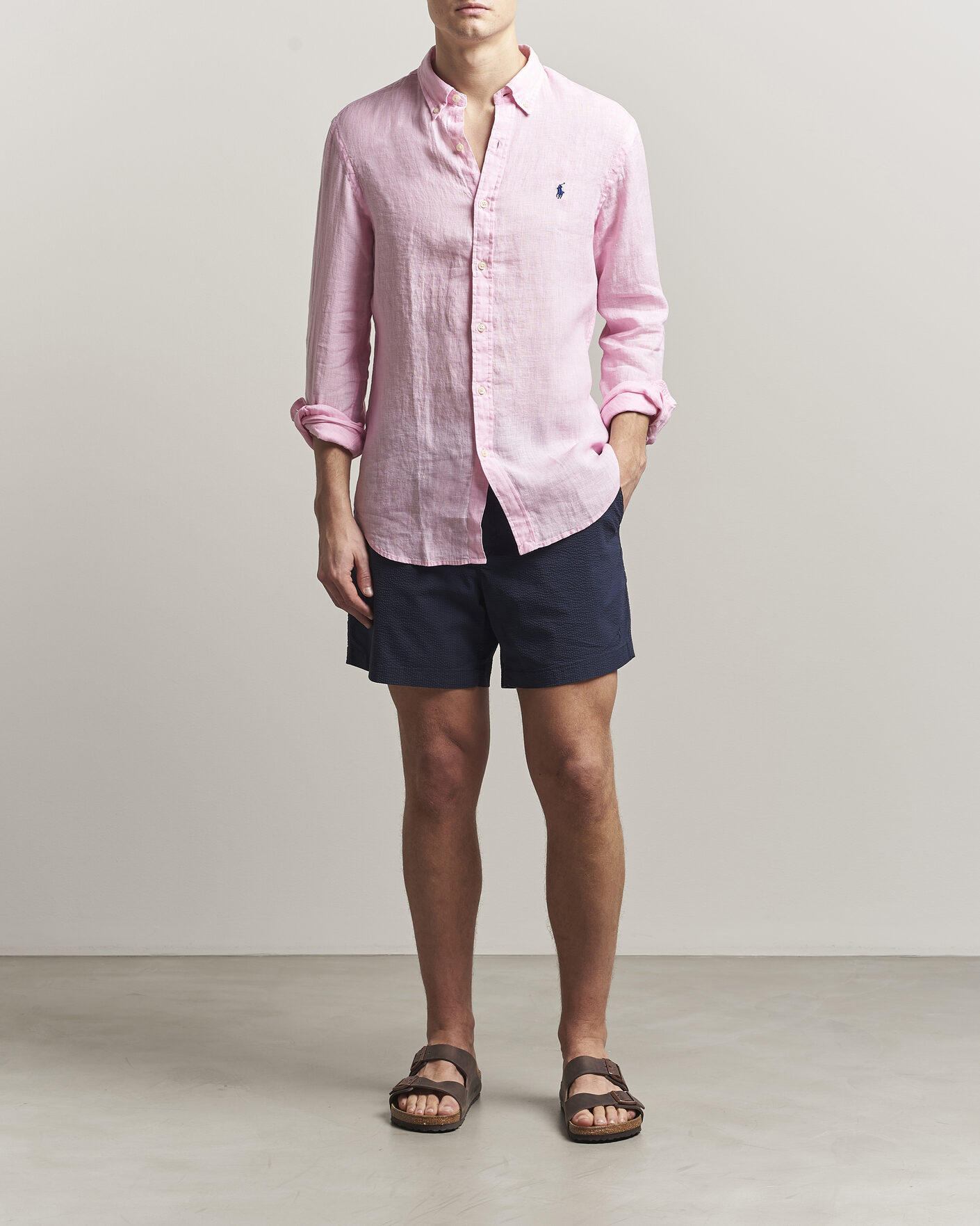 Herren | Hemden | Polo Ralph Lauren | Slim Fit Linen Shirt Carmel Pink