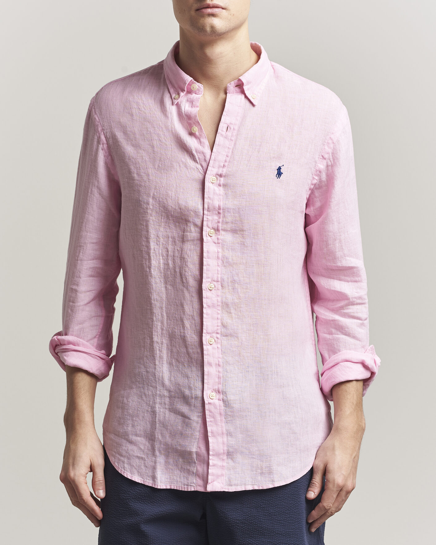 Herren | Hemden | Polo Ralph Lauren | Slim Fit Linen Shirt Carmel Pink