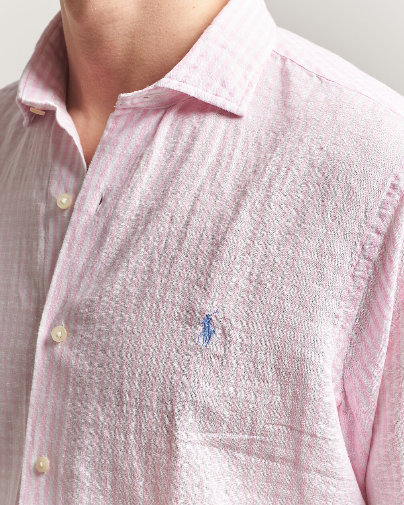 Herren | Hemden | Polo Ralph Lauren | Cotton/Linen Seersucker Shirt Pink/White
