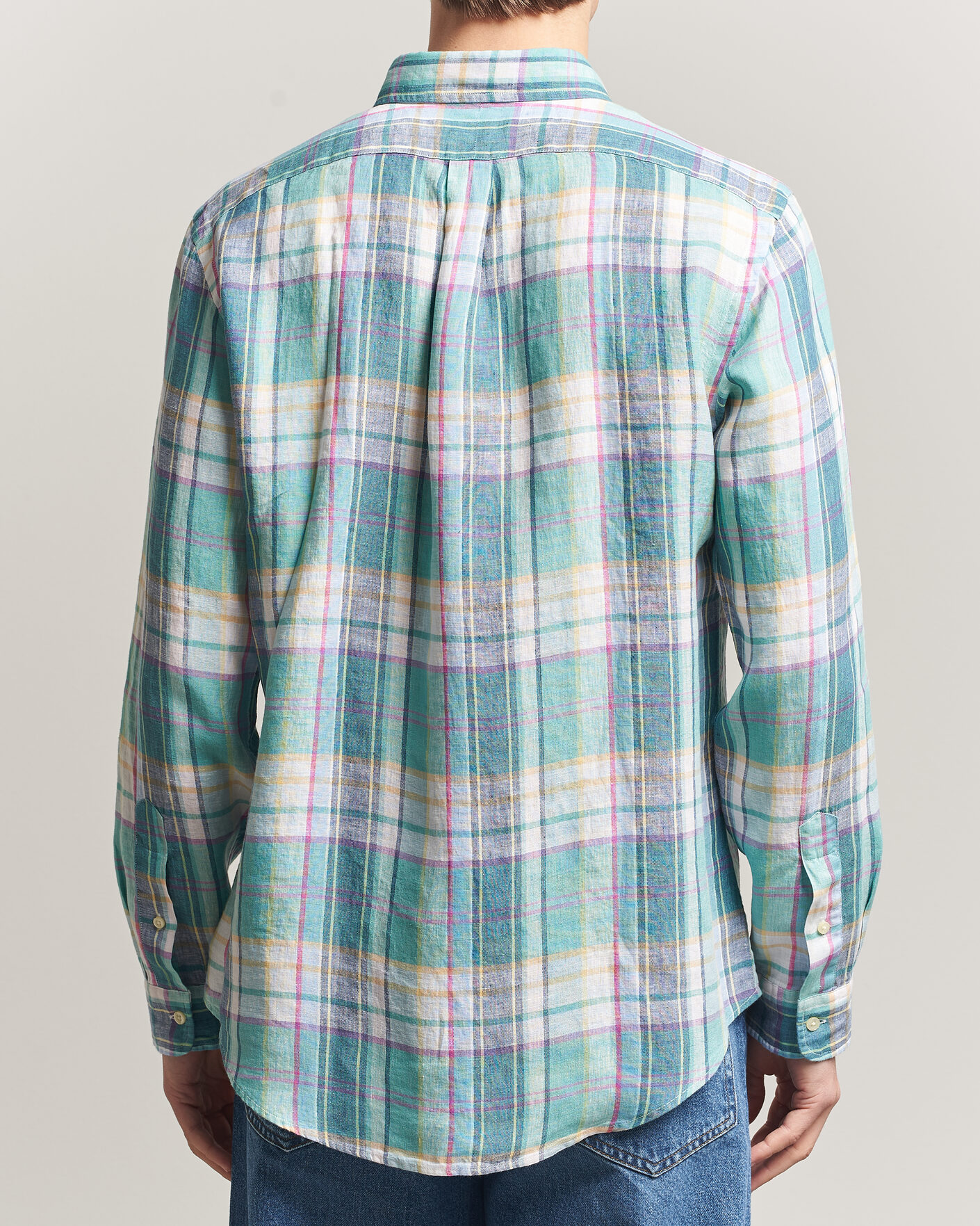 Herren | Hemden | Polo Ralph Lauren | Custom Fit Check Linen Shirt Green/Blue/White