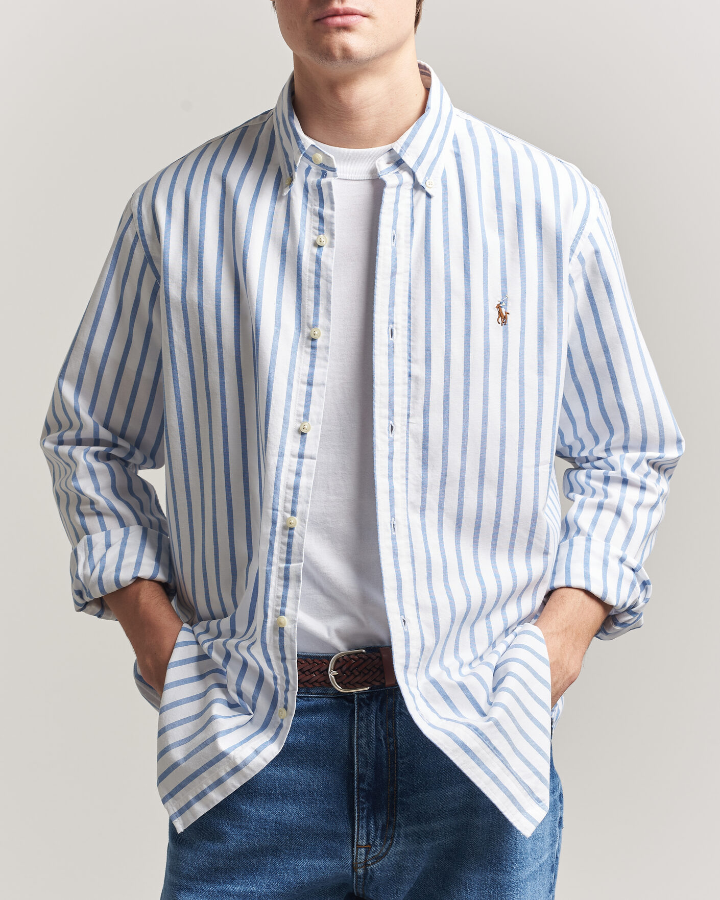 Herren | Hemden | Polo Ralph Lauren | Custom Fit Striped Oxford Shirt Blue