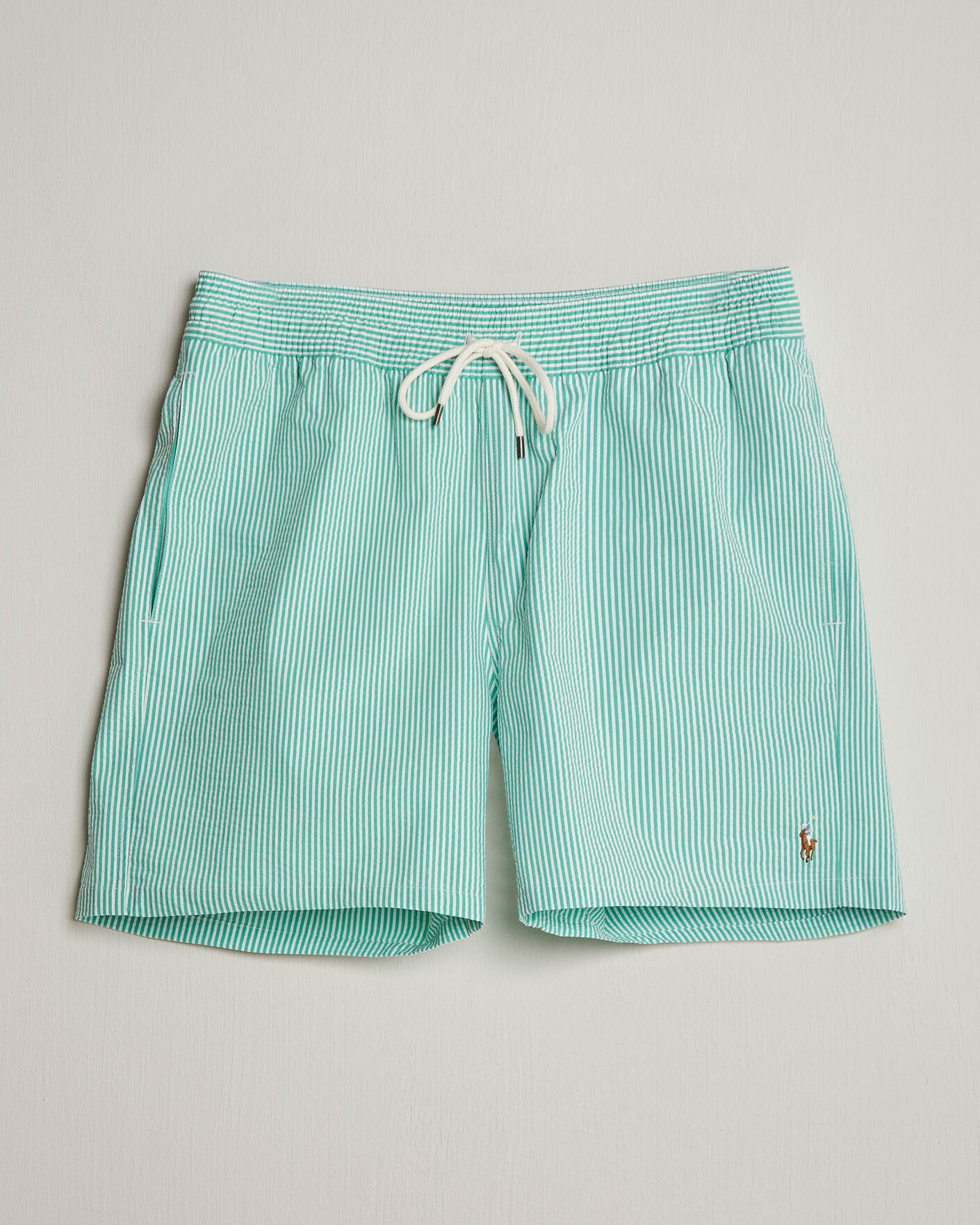 Herren | Badehosen | Polo Ralph Lauren | Traveler Mid Trunk Seersucker Green