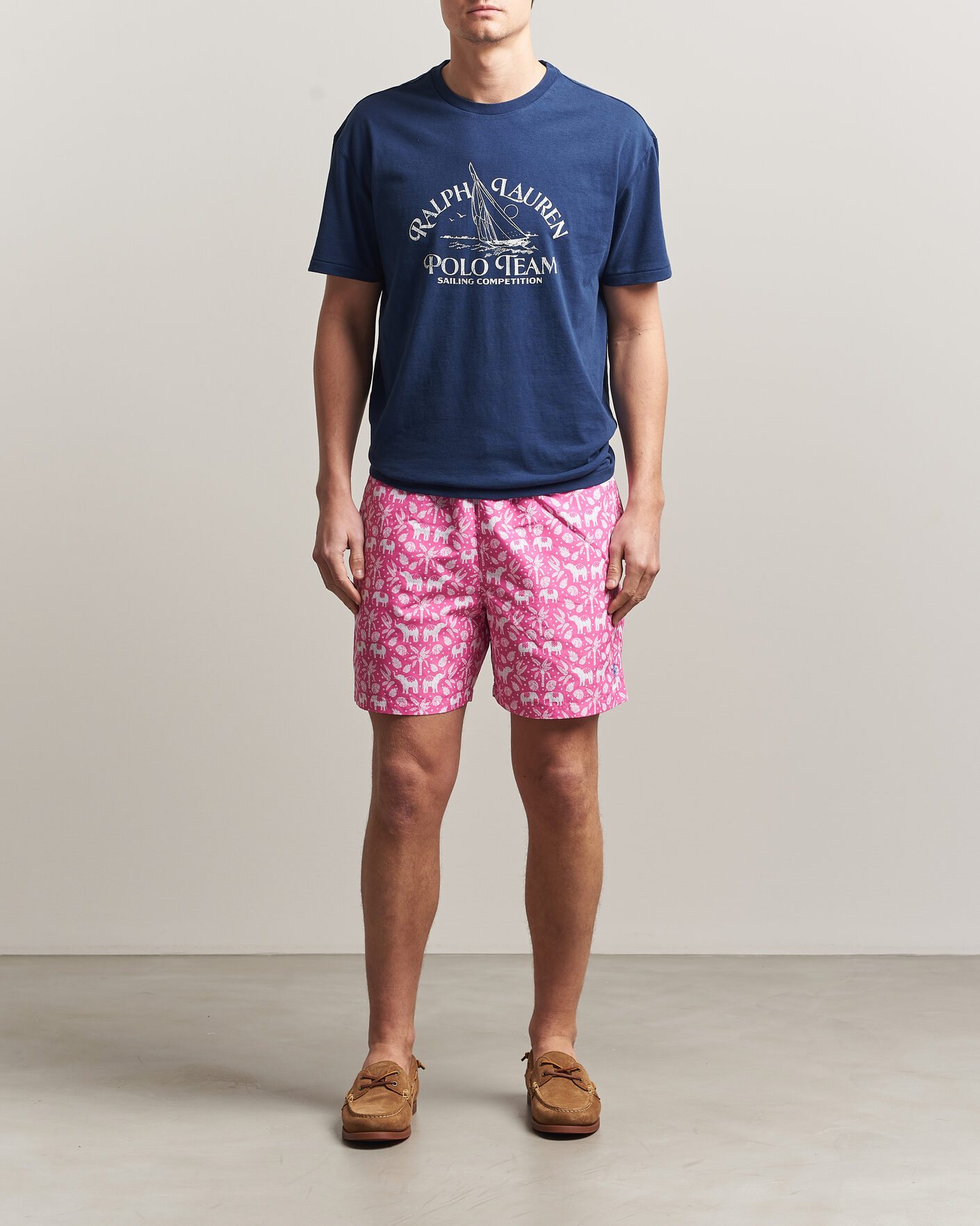 Herren | Polo Ralph Lauren Traveler Print Mid Trunk Pink | Polo Ralph Lauren | Traveler Print Mid Trunk Pink