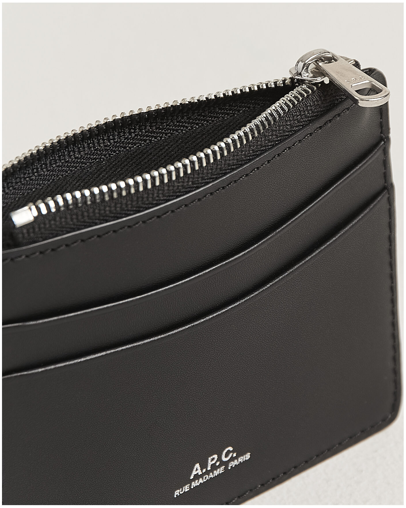 Herren | Geldbörsen | A.P.C. | Zip Calf Leather Card Holder Black