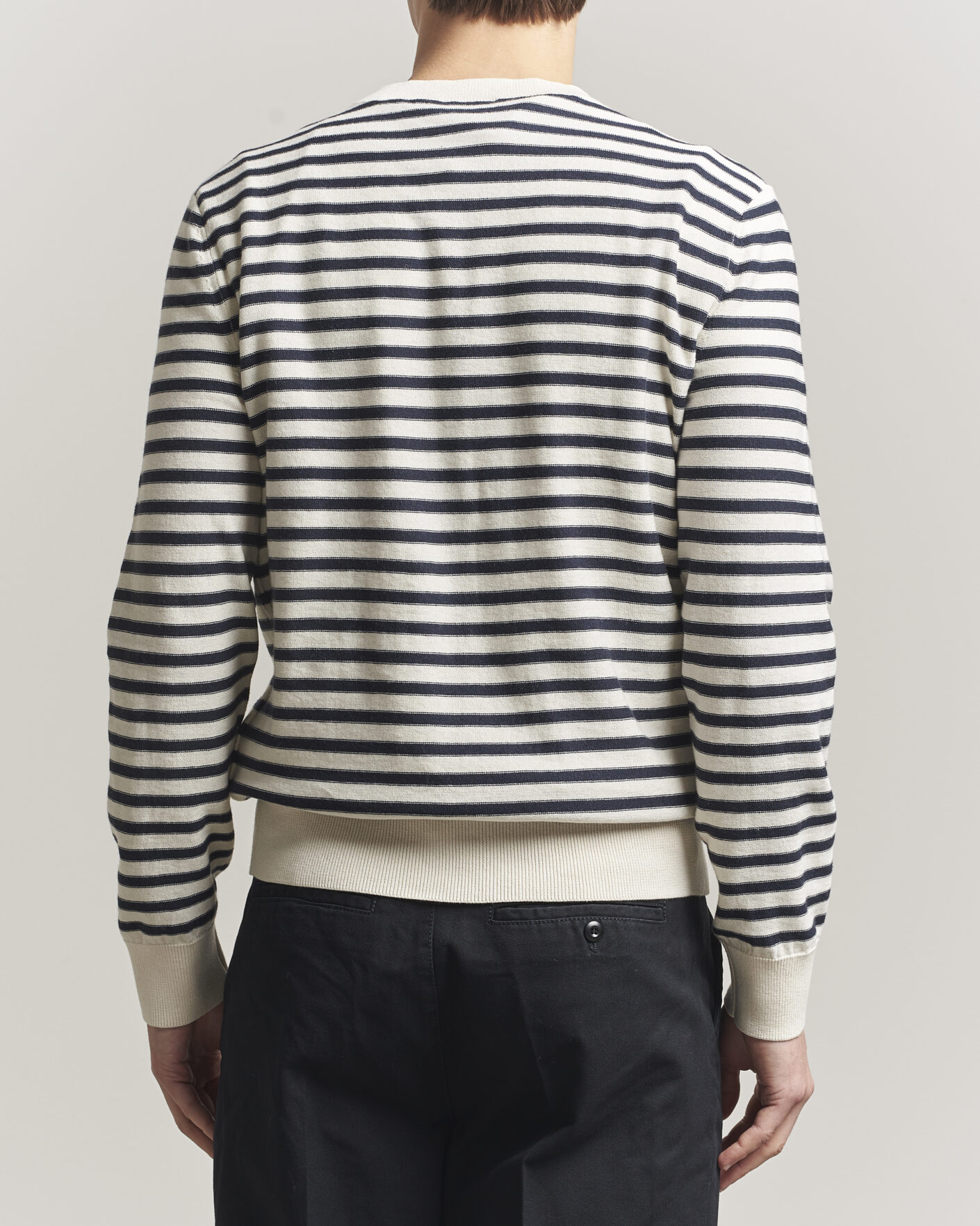 Herren | Pullover | A.P.C. | Paul Striped Knitted Sweater Ecru/Dark Navy